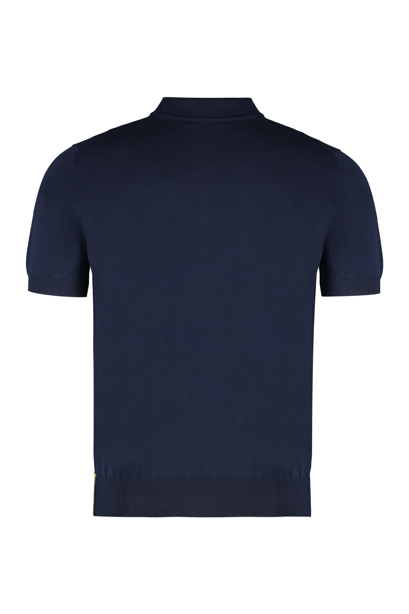 Shop K-way Pleyne Knitted Cotton Polo Shirt In Blue Depth