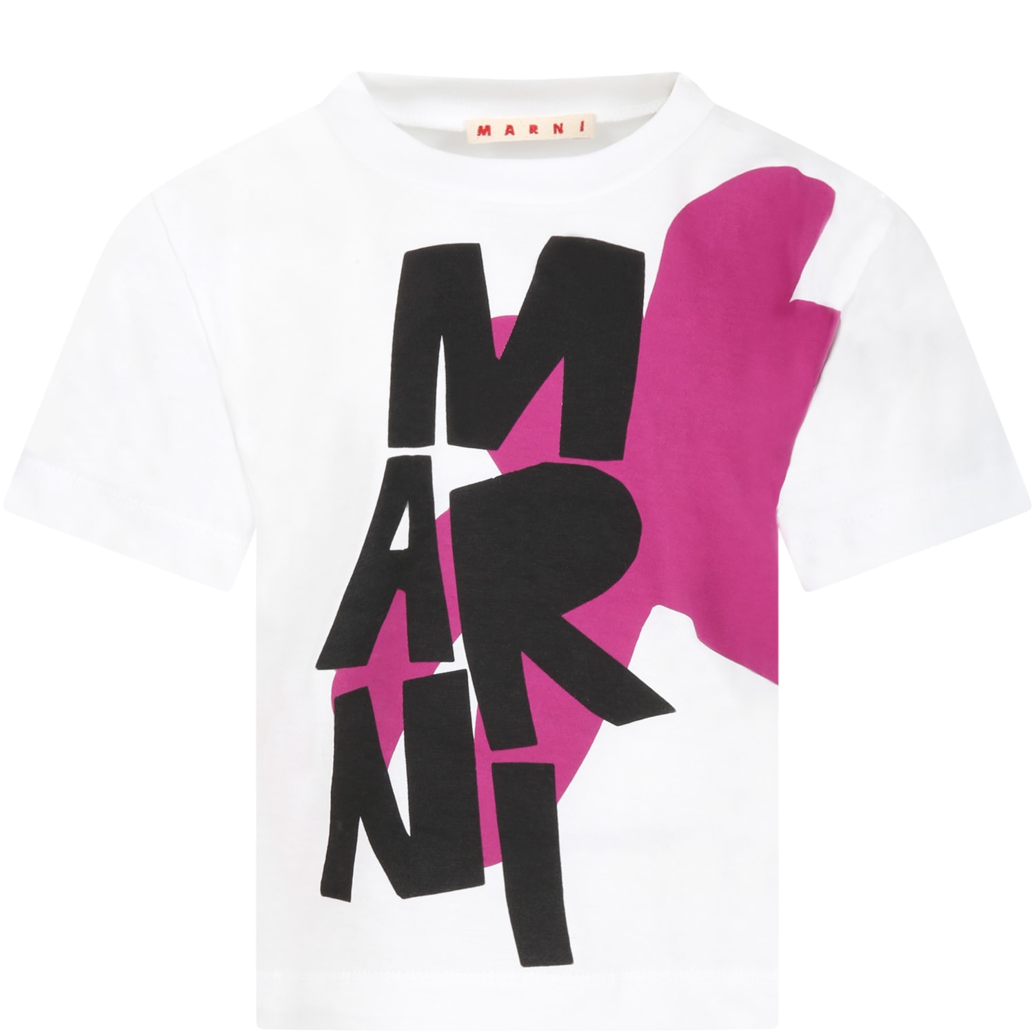 Marni White T-shirt For Girl With Flower