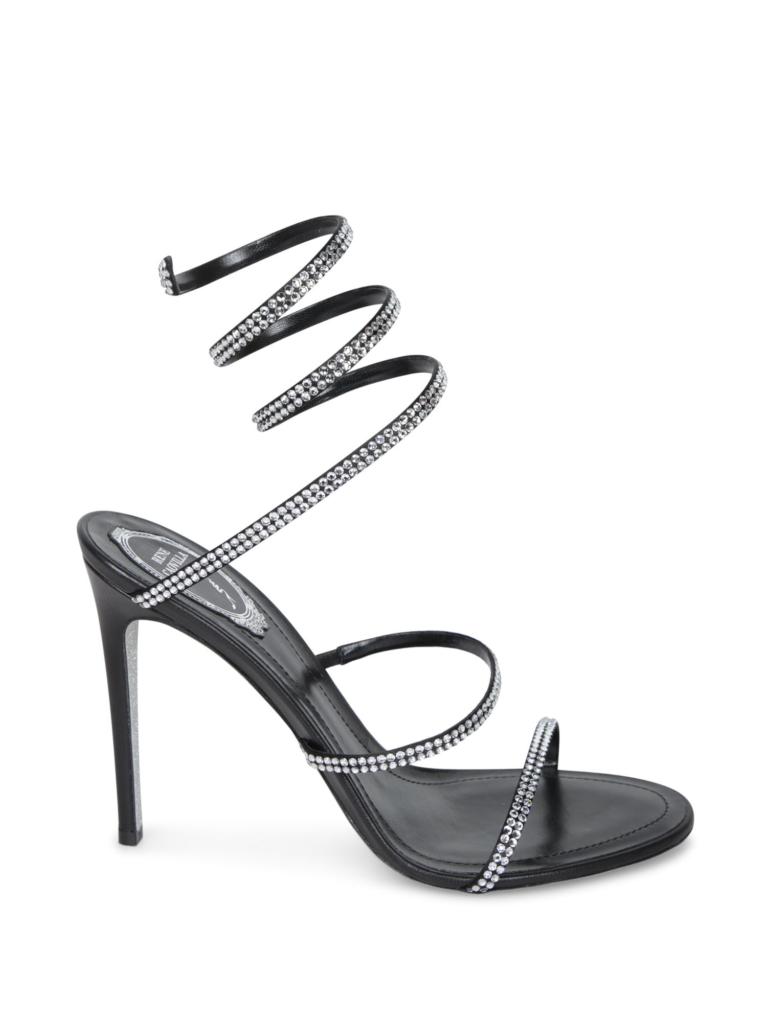 René Caovilla Tina 105 Black Crystal Sandals