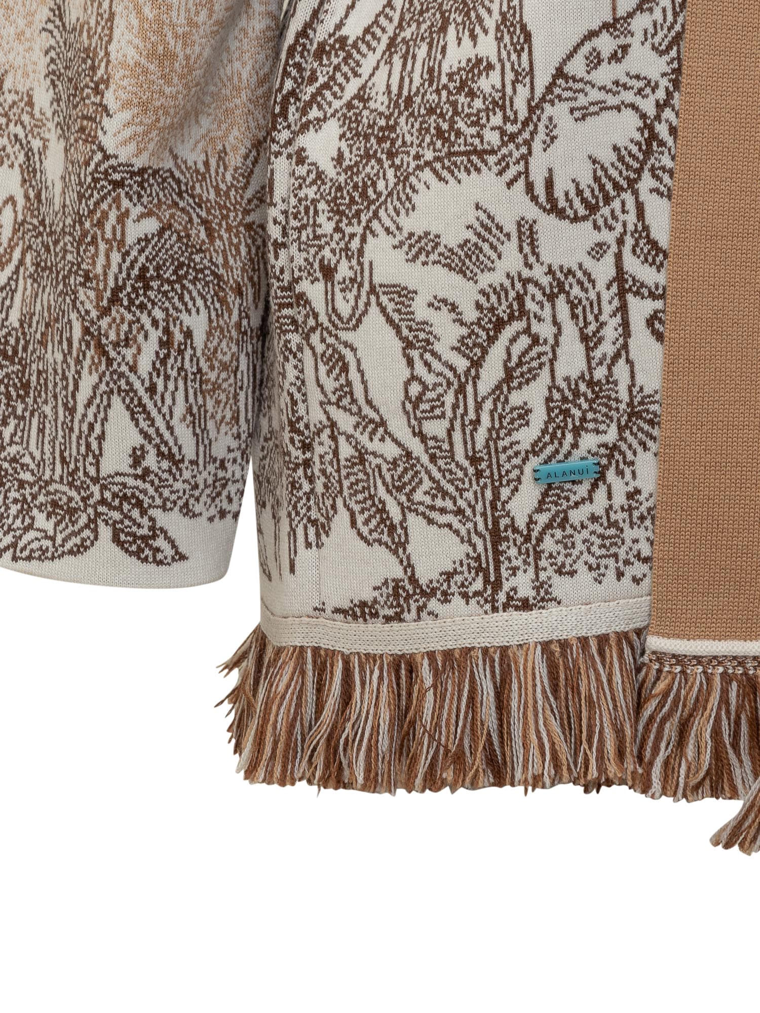 Alanui Jungle Toile De Jouy Wool Blend Cardigan In Chalk-almo