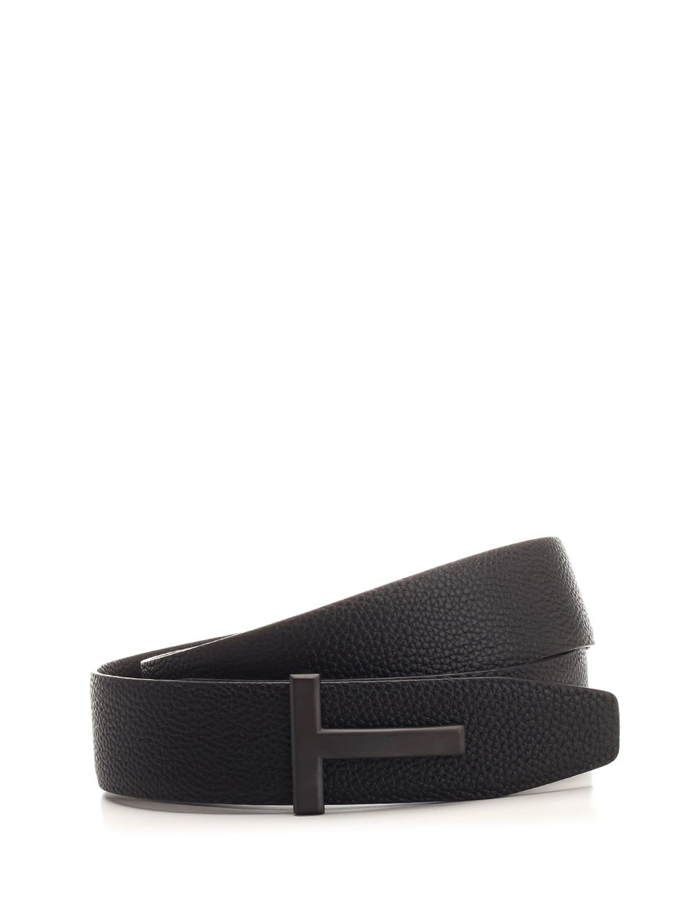Tom Ford Mens Black Reversible Brand-plaque Leather Belt In Black