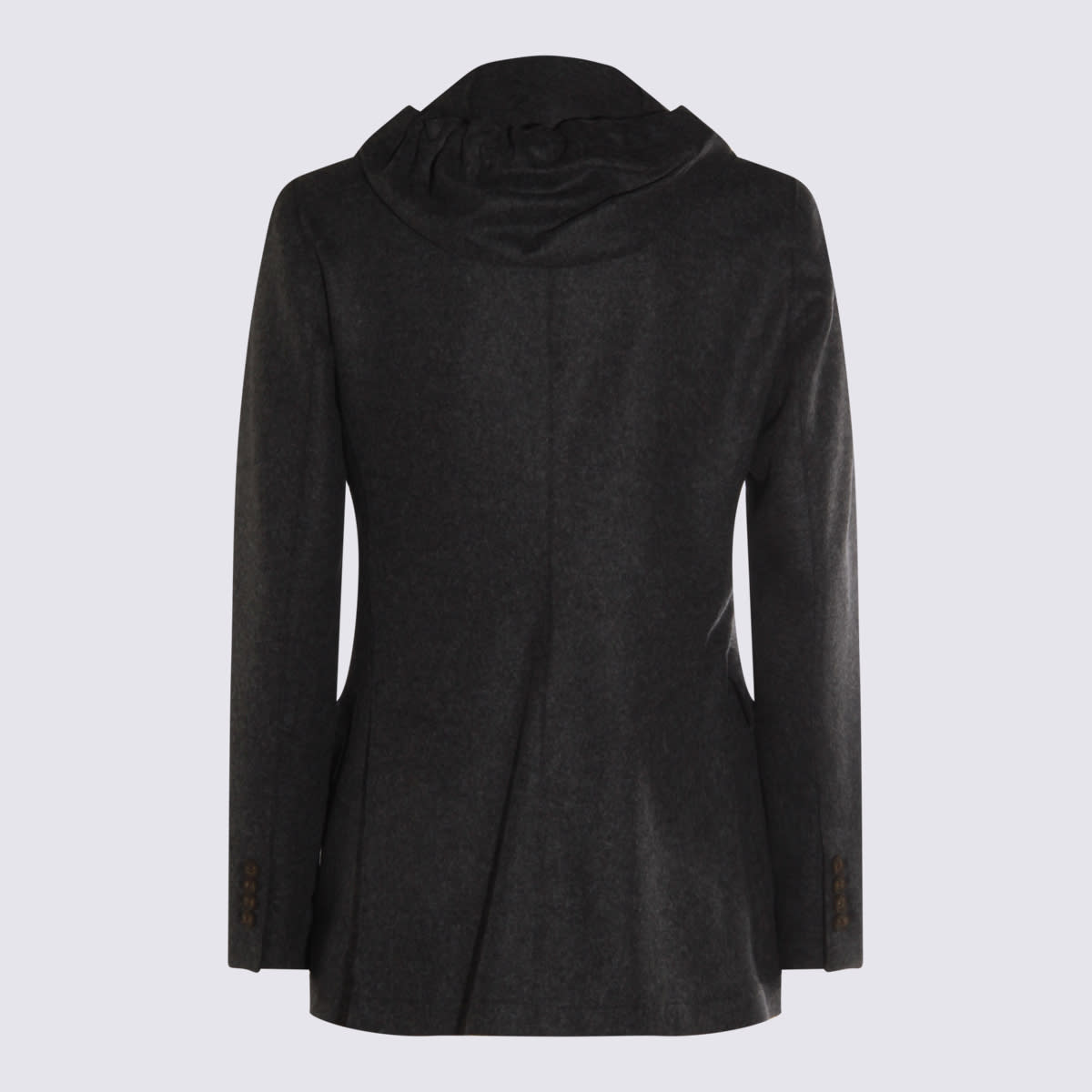 Eleventy Wool Blend Flannel Blazer With Removable Hooded Bib In Black