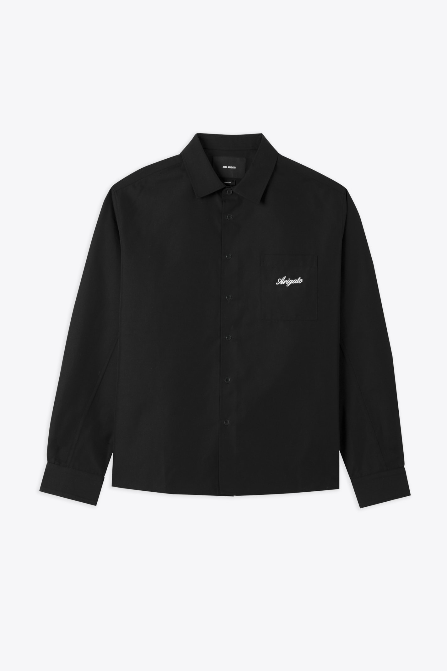 Flow Overshirt Black shirt with chest pocket and logo - Flow overshirt