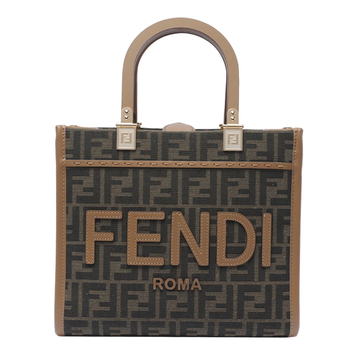 Shop Fendi Sunshine Handbag In Brown