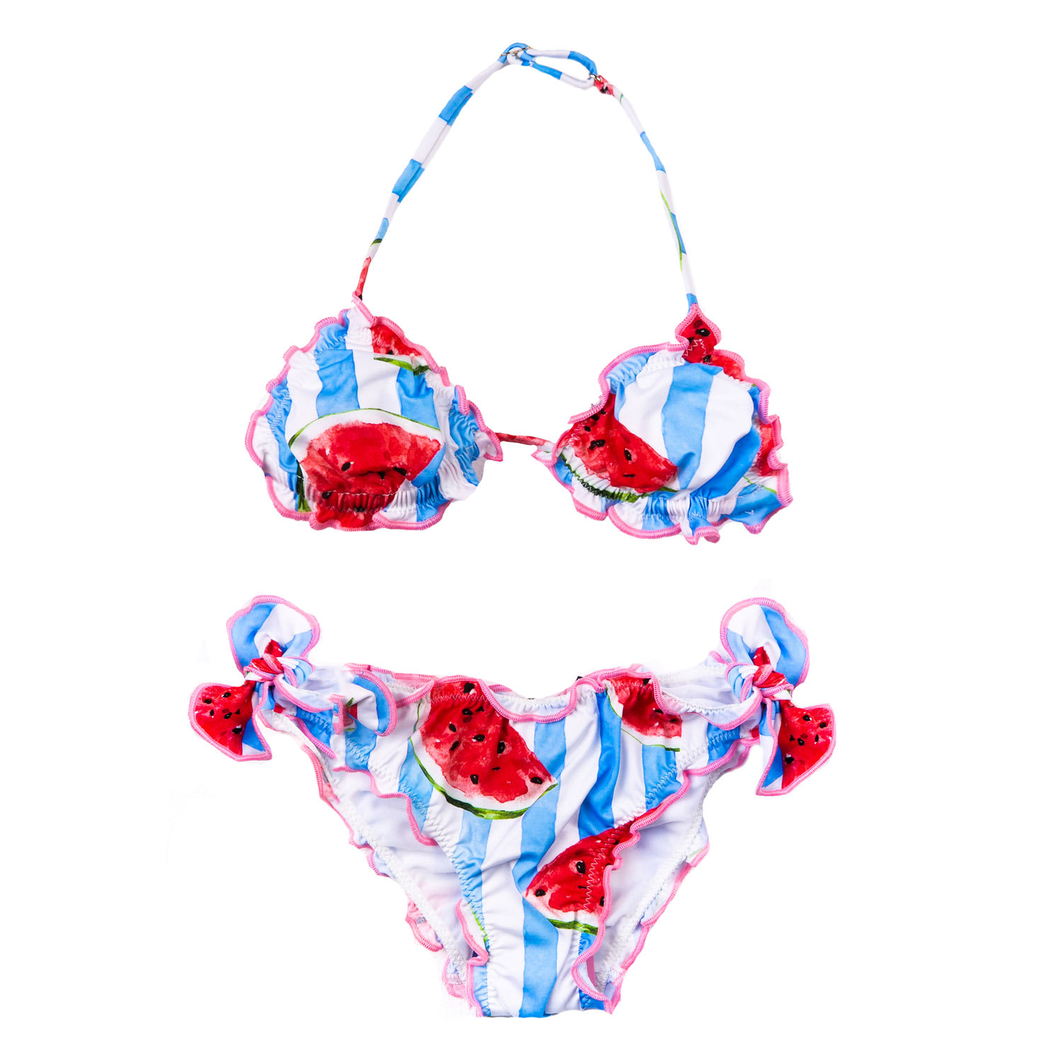 MC2 Saint Barth Watermelon Striped Print Girls Bikini