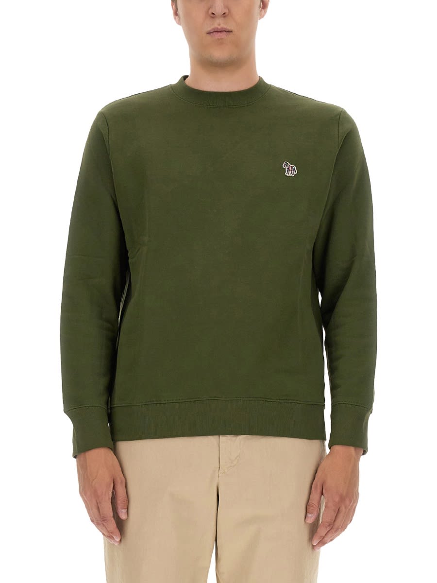 Shop Ps By Paul Smith Sweatshirt With Zebra Patch In Green