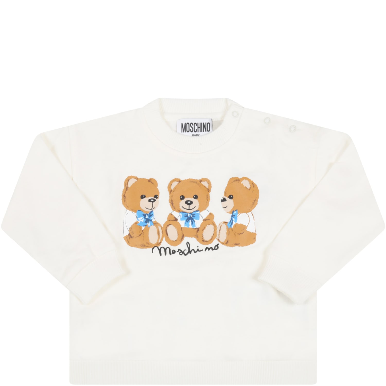 Moschino Ivory Sweatshirt For Baby Kids With Teddy Bears