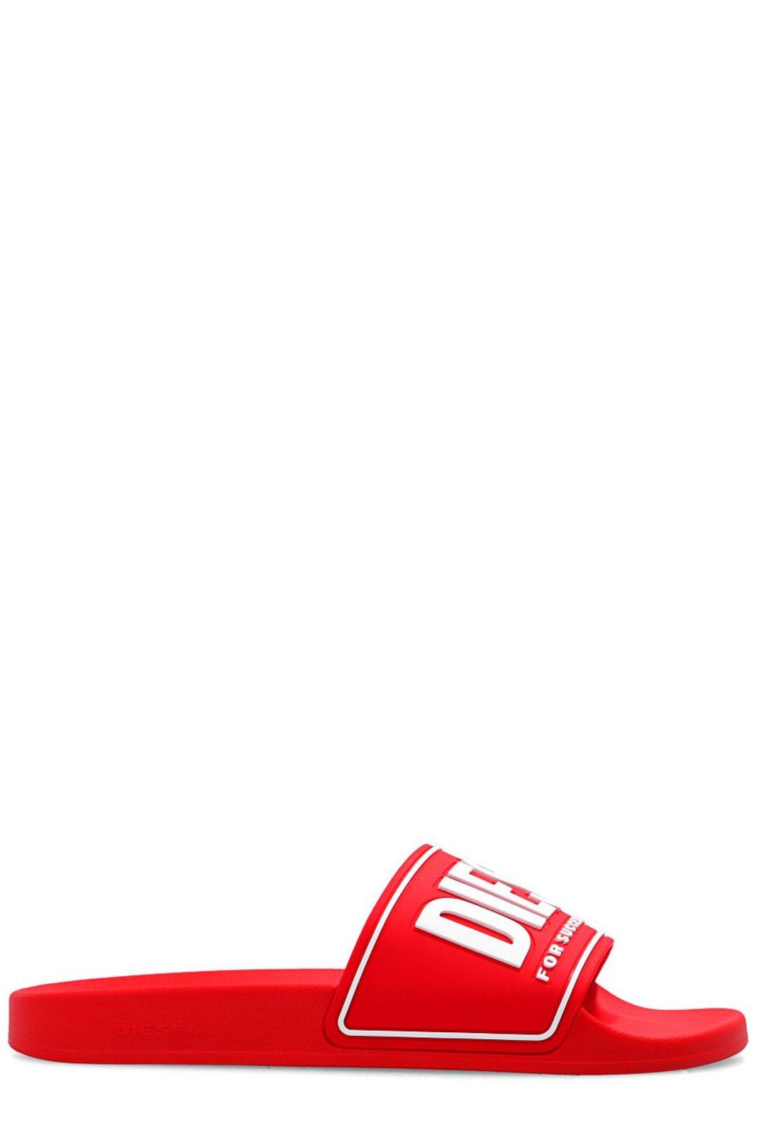 Diesel Men's Sa-mayemi Water-resistant Logo Pool Slides In Rosso