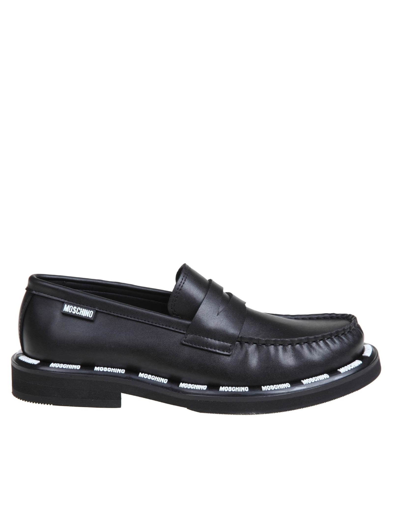 MOSCHINO LOAFERS IN VEGAN LEATHER WITH LOGO LETTERING