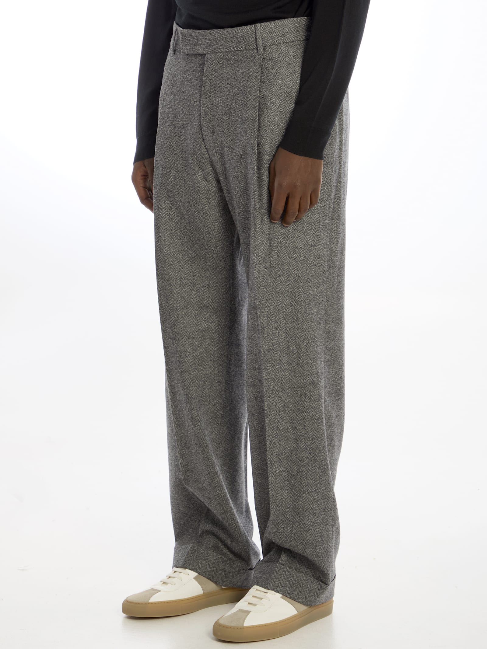 Shop Pt Torino Edge Trousers In Grey