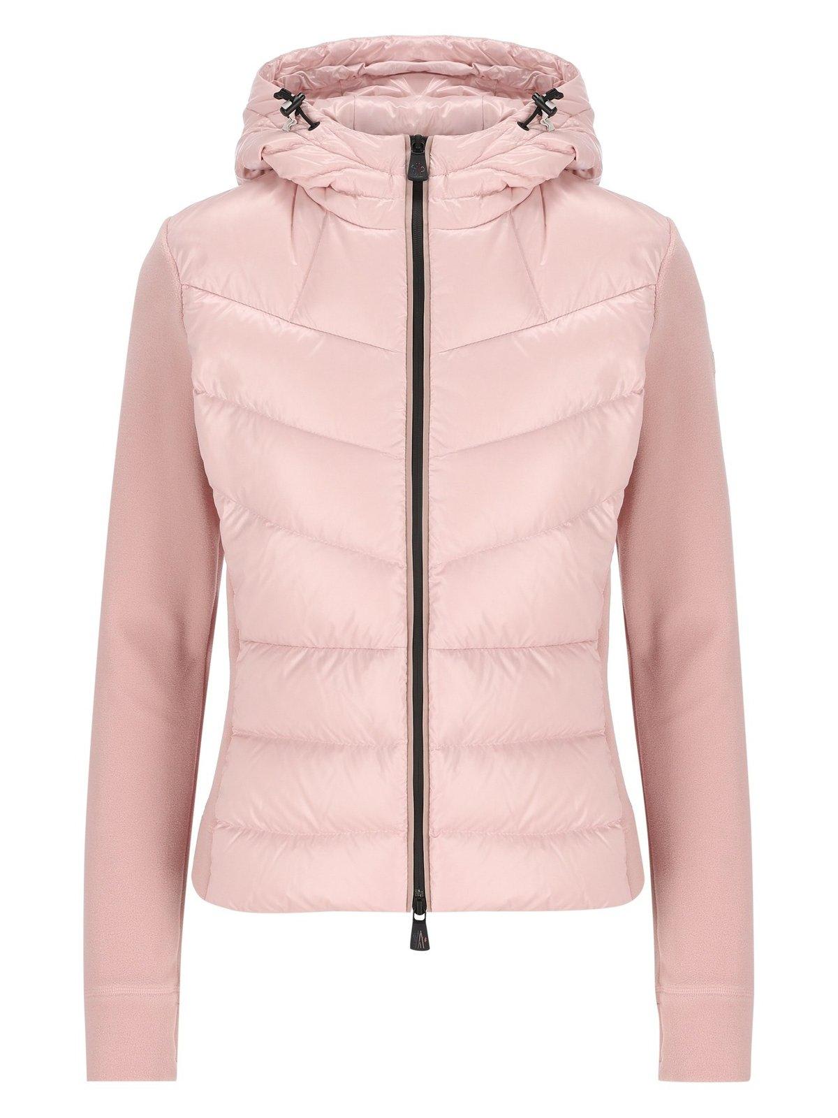 Shop Moncler Padded Front Zip Jacket In Pink