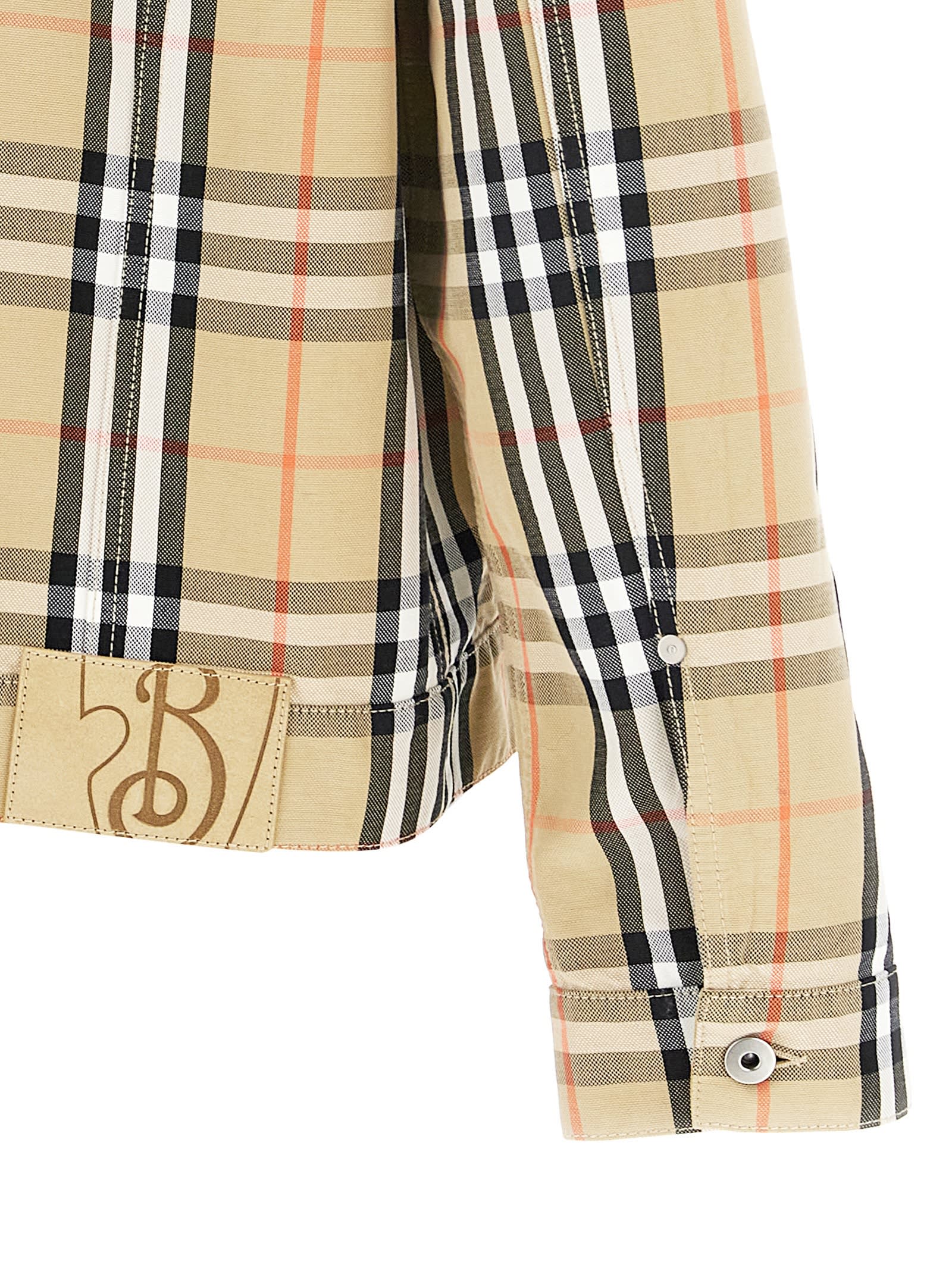 Burberry Check Cotton Jacket In Beige