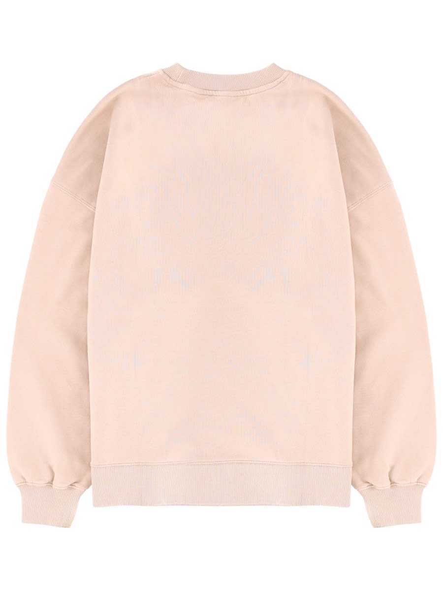 Rotate Birger Christensen Ribbed Cuff Long Sleeve Knitwear Crew Neck In Pink