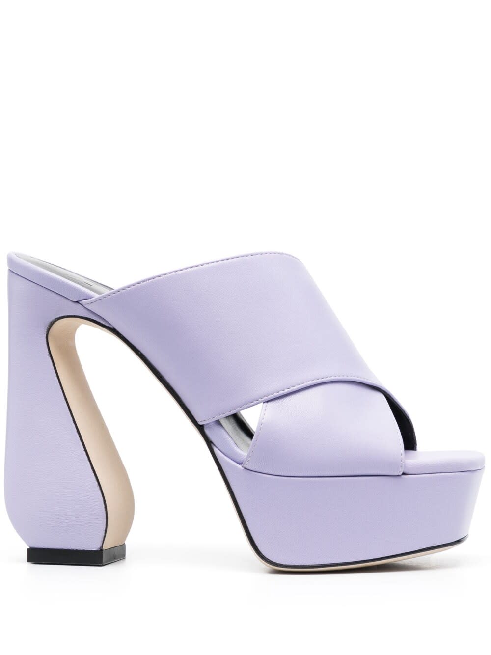 Si Rossi Leather Heel Mules In Purple
