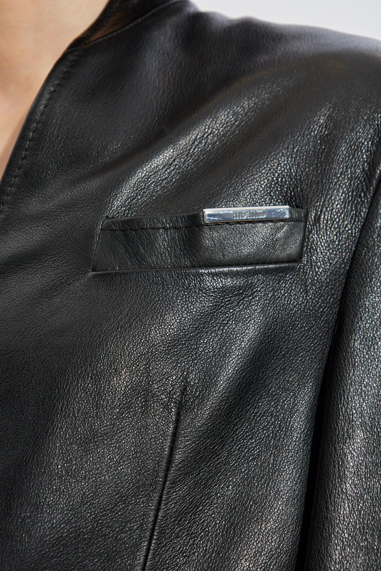 Attico Tailored Black Lambskin Blazer With Notched Lapels In Black