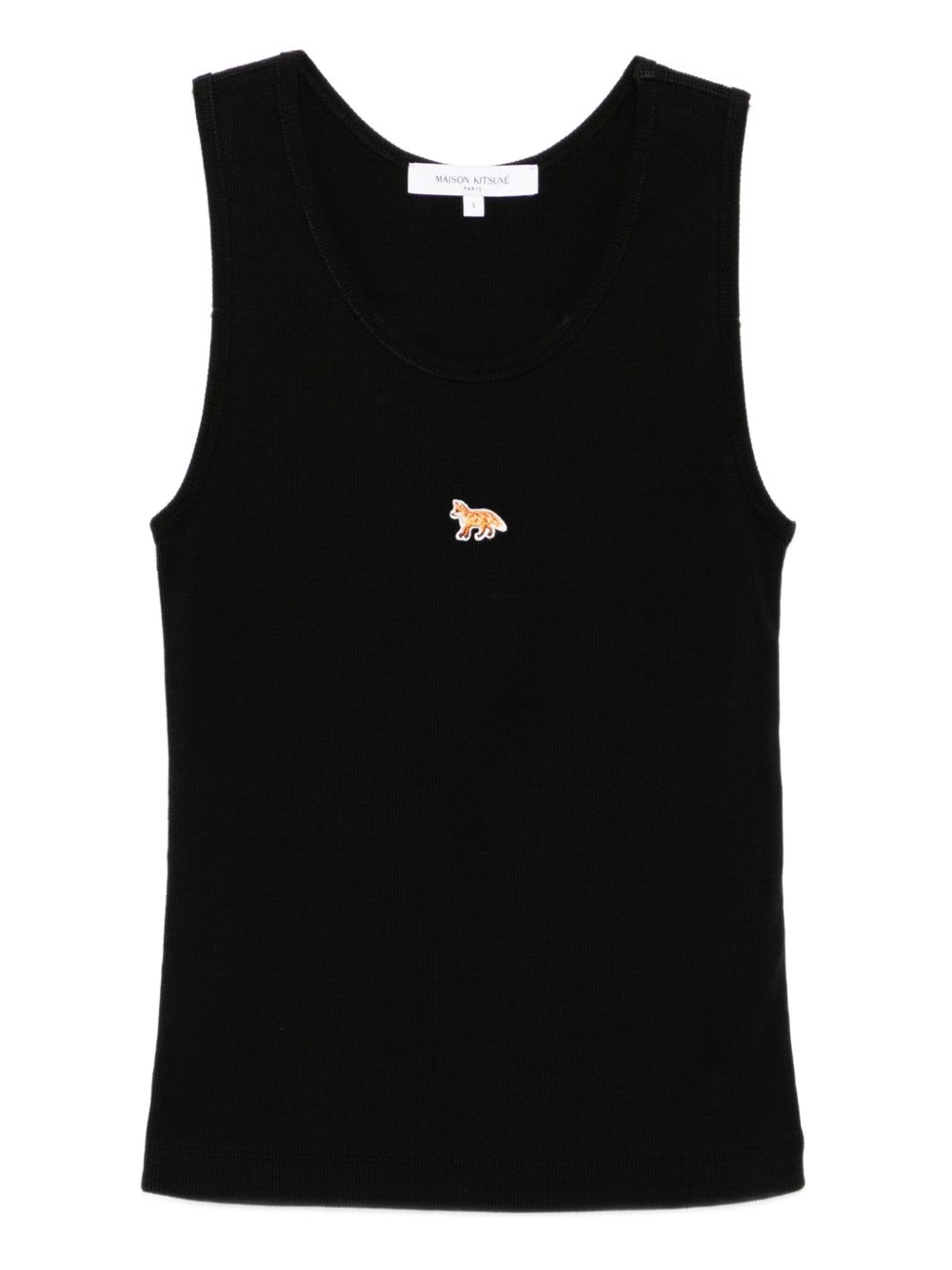 Maison Kitsuné Baby Fox Cotton Tank Top In Black