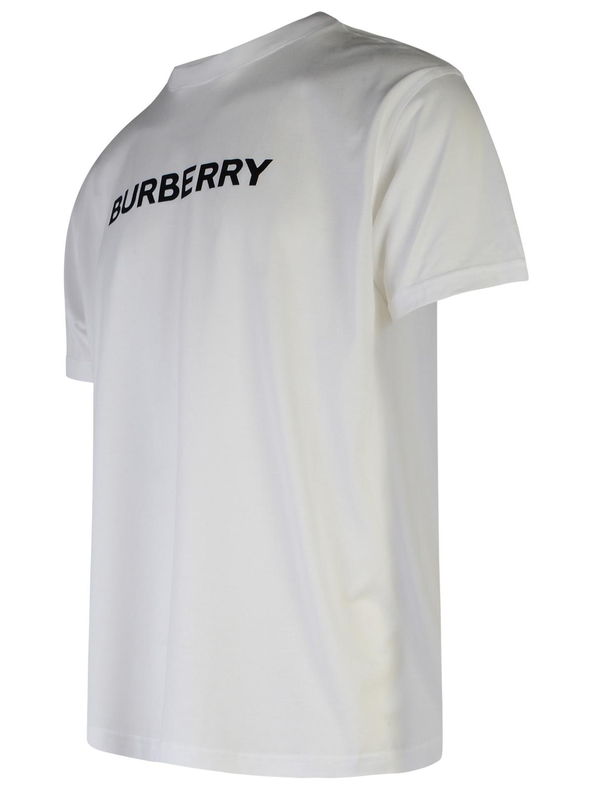 Shop Burberry Harriston White Cotton T-shirt