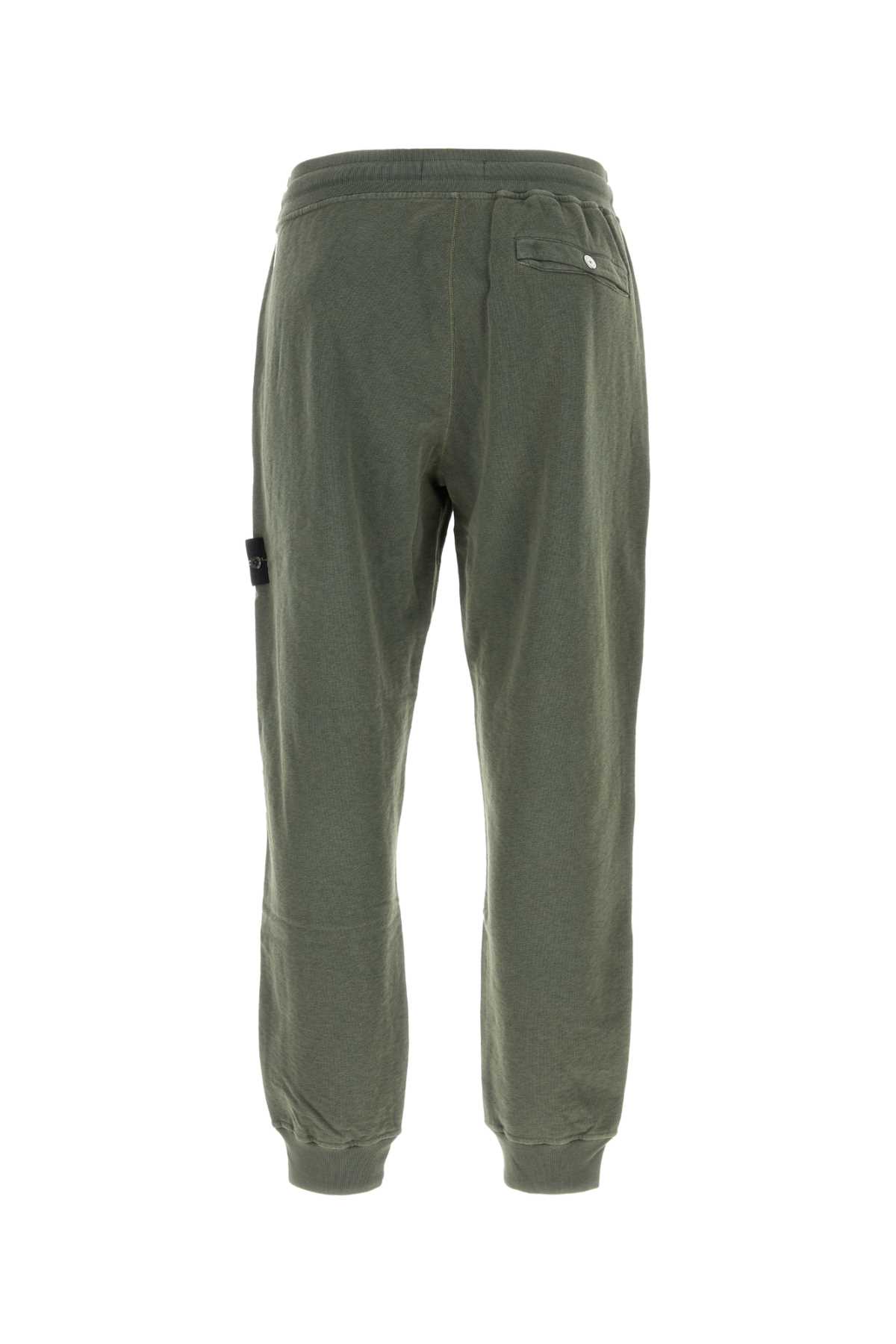 Shop Stone Island Green Cotton Joggers In Musk