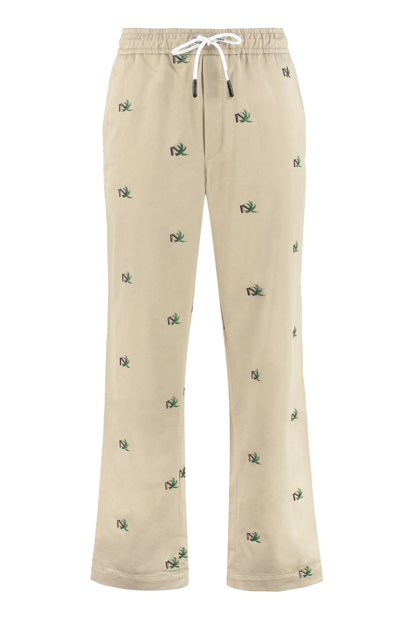 Palm Angels Embroidered Cotton Trousers