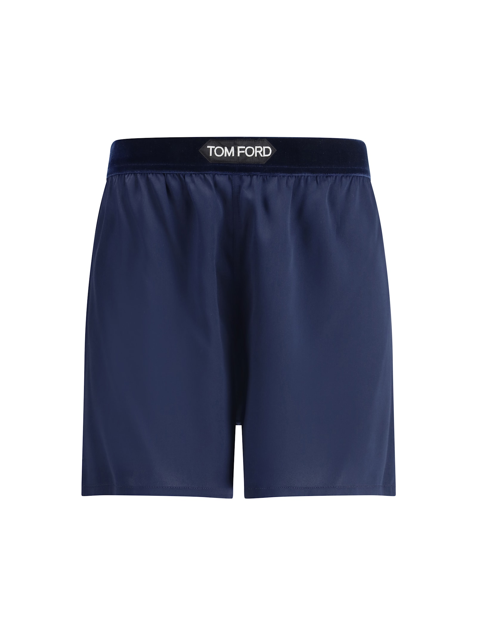 Tom Ford Silk Shorts With Elasticated Waistband And Satin Finish In Blue