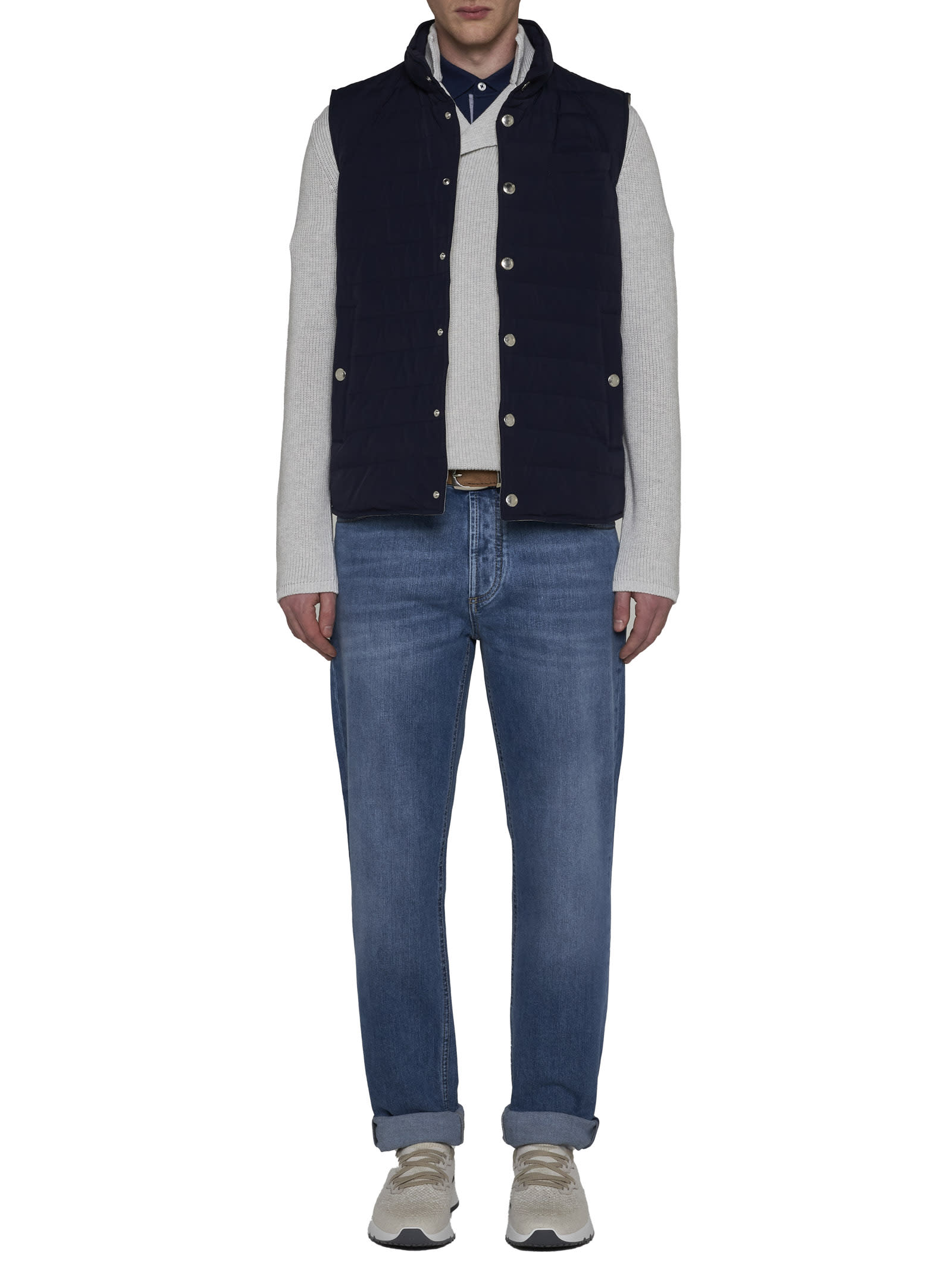 Brunello Cucinelli Rolled Cuff Denim Jeans In Denim Chiaro Old