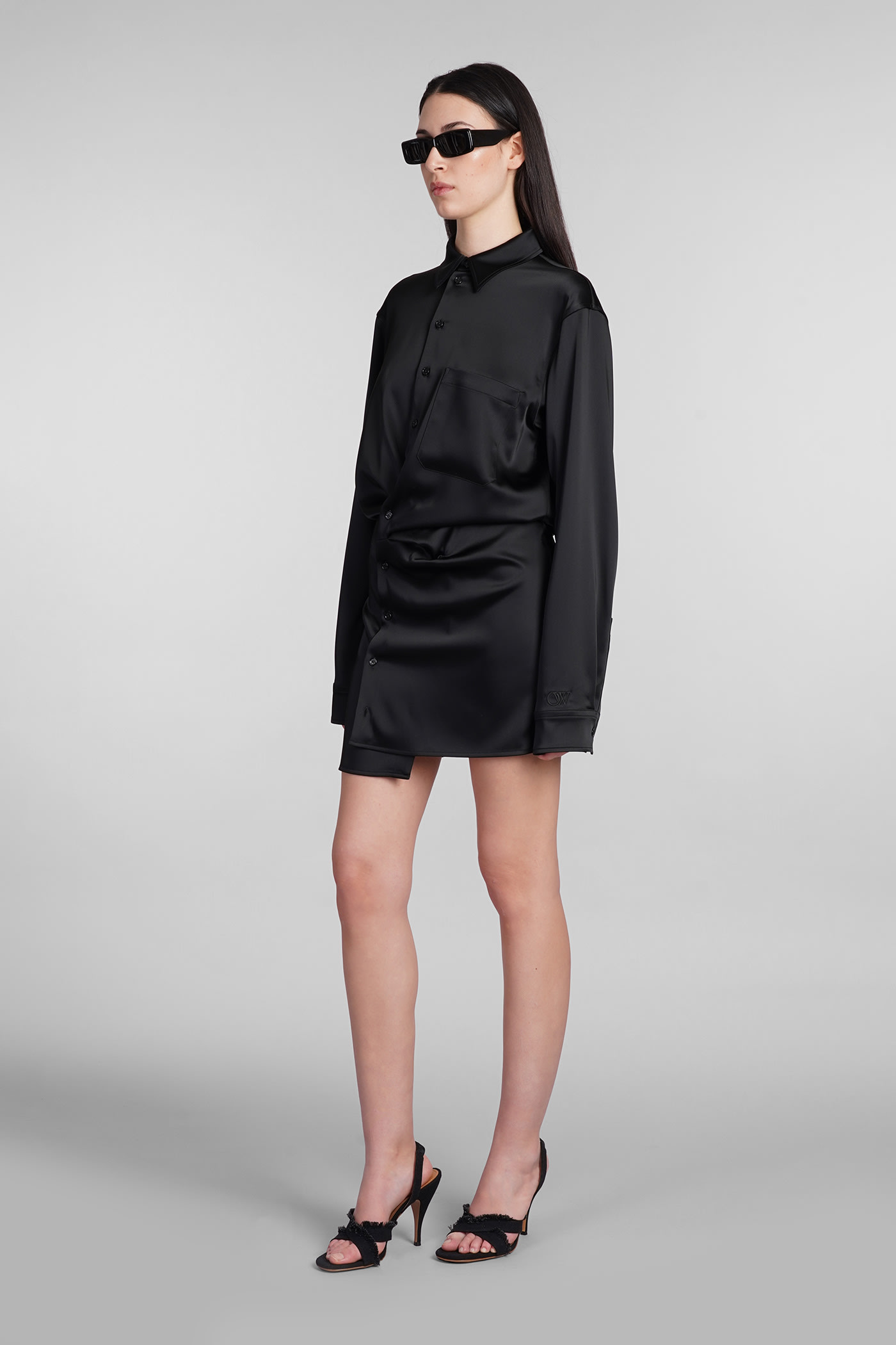 Shop Off-white Dress In Black Acrylic