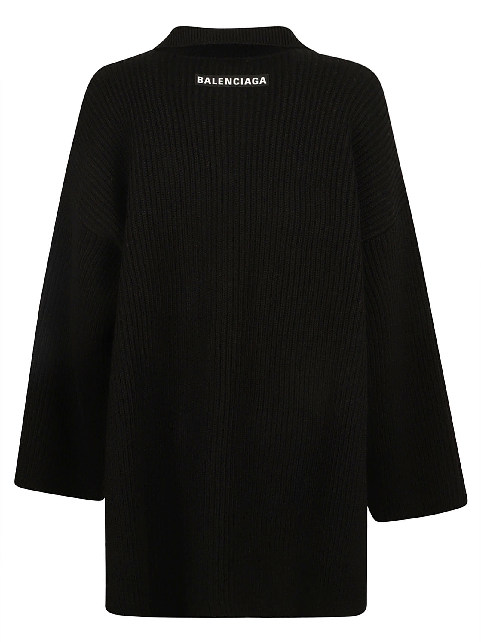 Shop Balenciaga Ribbed Sweatshirt In Black
