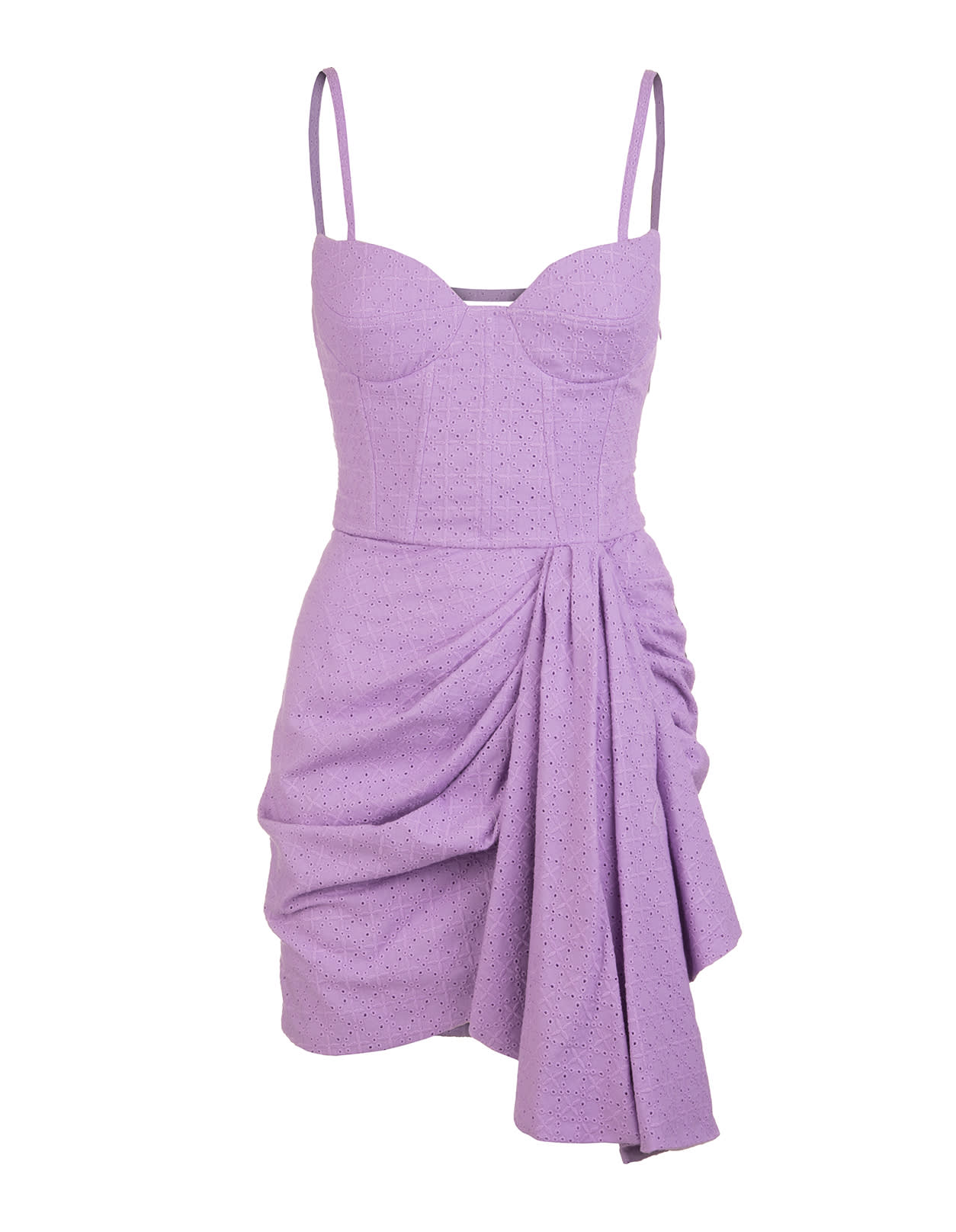 Giuseppe di Morabito Short Dress In Lilac Sangallo Lace With Draping