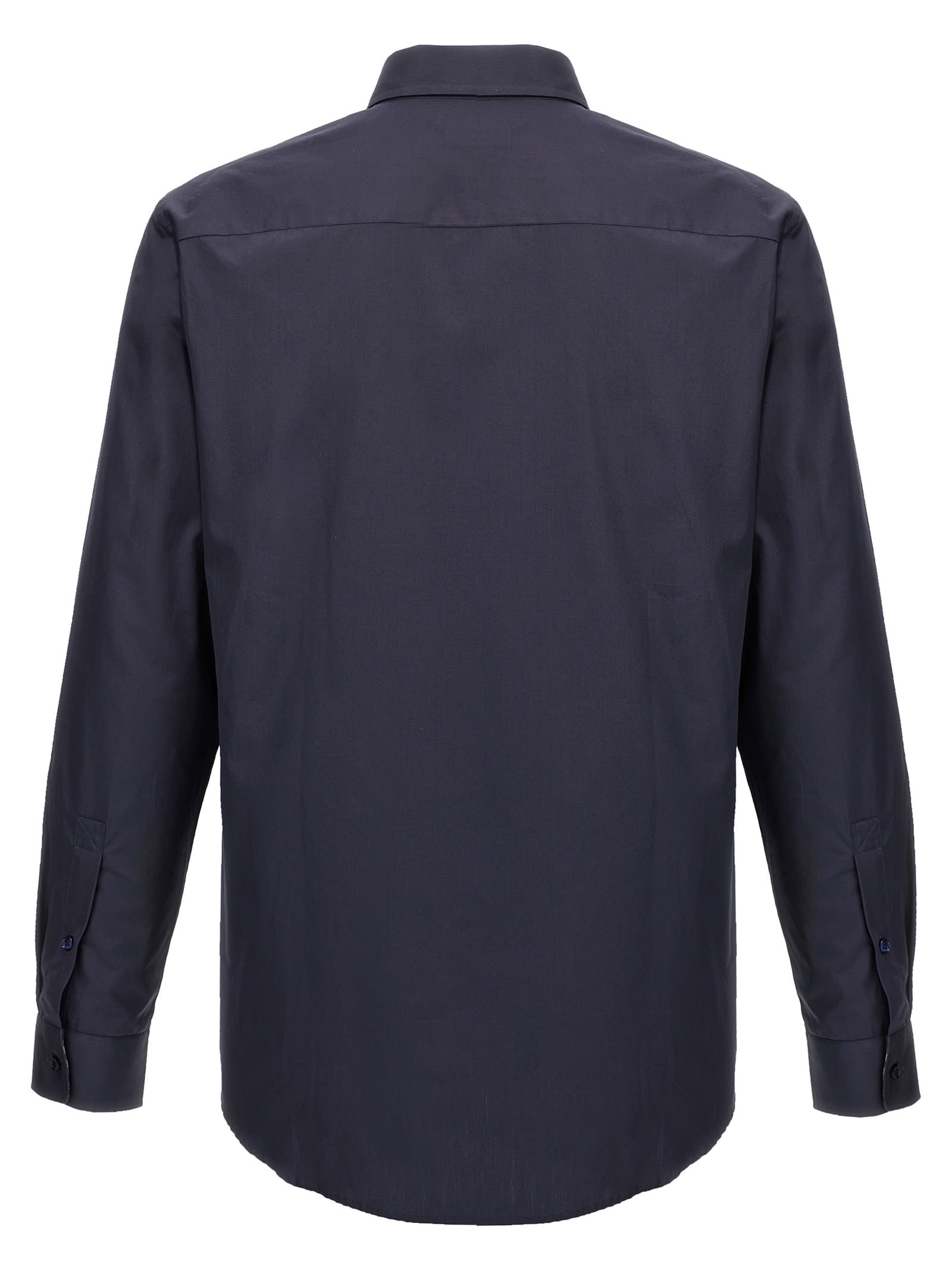Burberry Logo-embroidered Long-sleeved Shirt In Blue