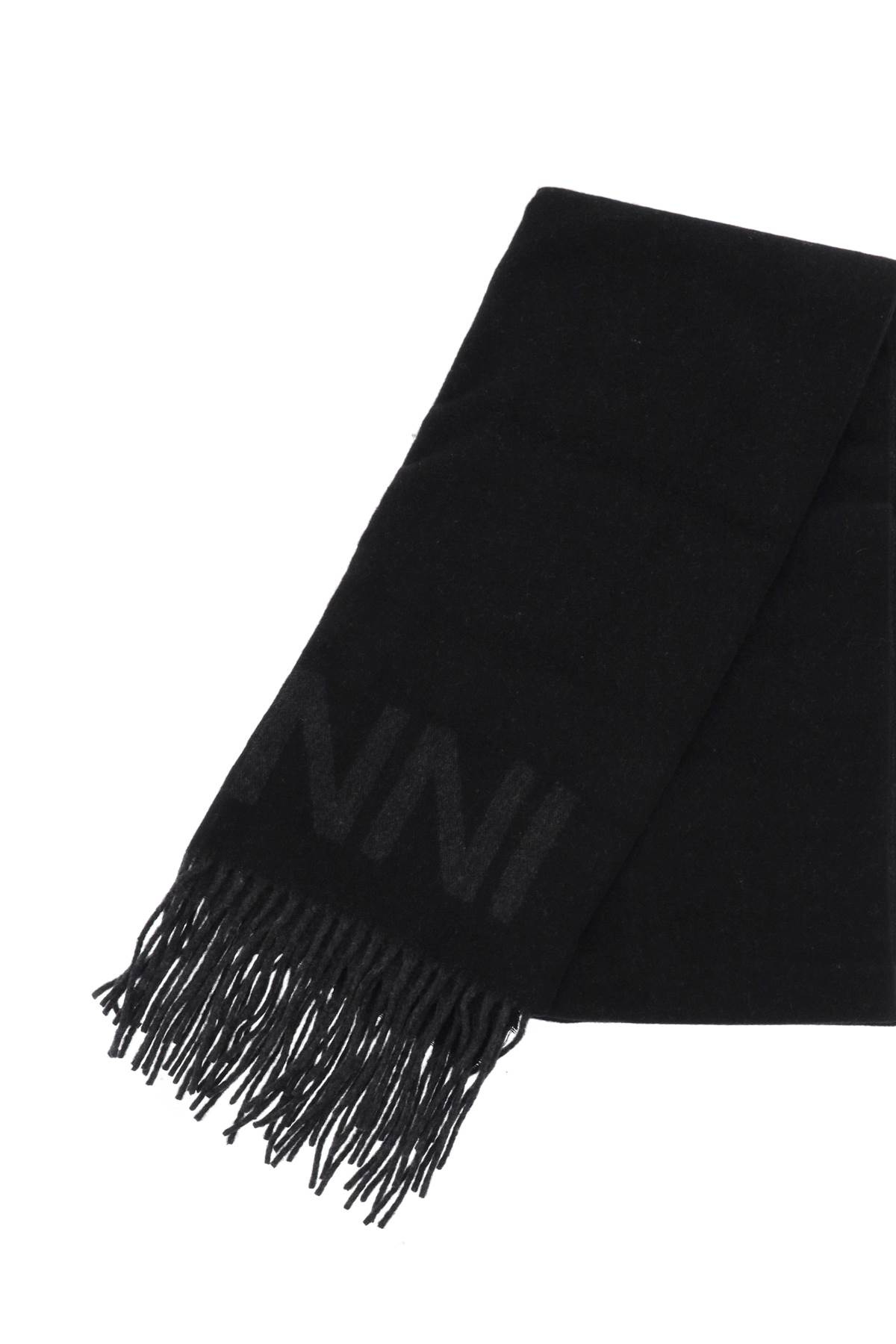 Ganni Logo Lettering Scarf In Black