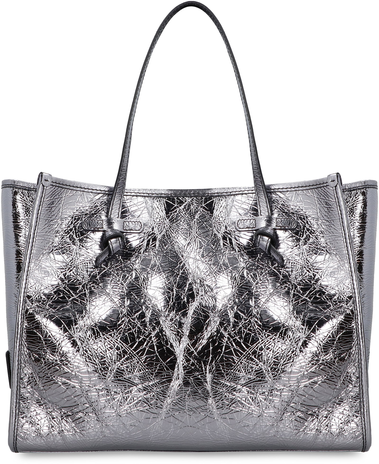 Shop Gianni Chiarini Marcella Smooth Leather Tote Bag In Silver