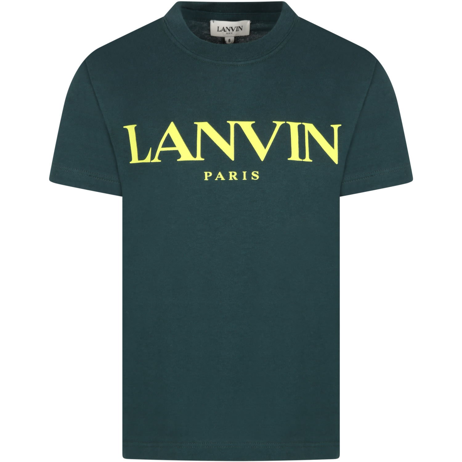 Lanvin Green T-shirt For Kids With Yellow Logo