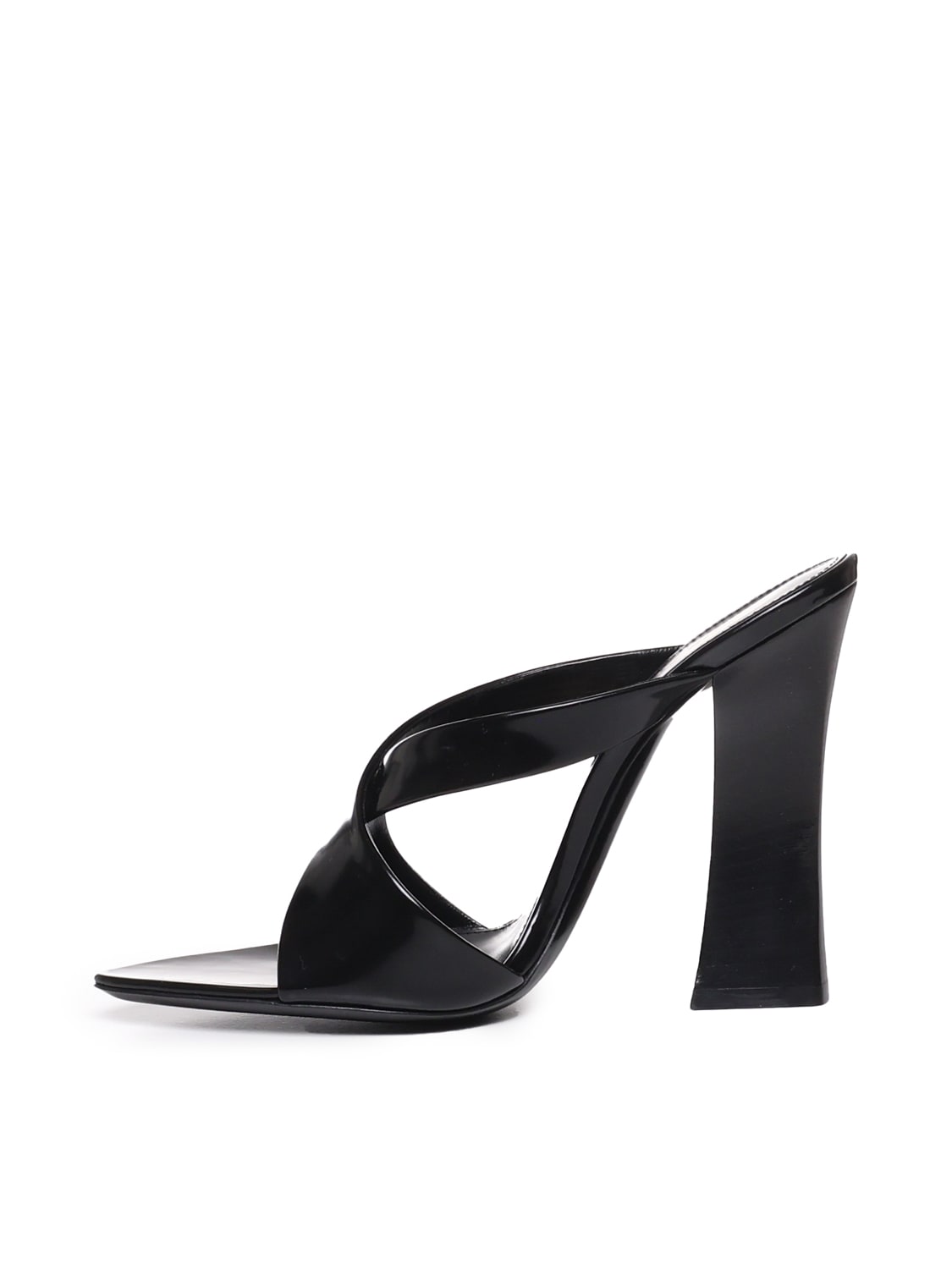 Shop Saint Laurent Eva Mule In Shiny Leather In Black
