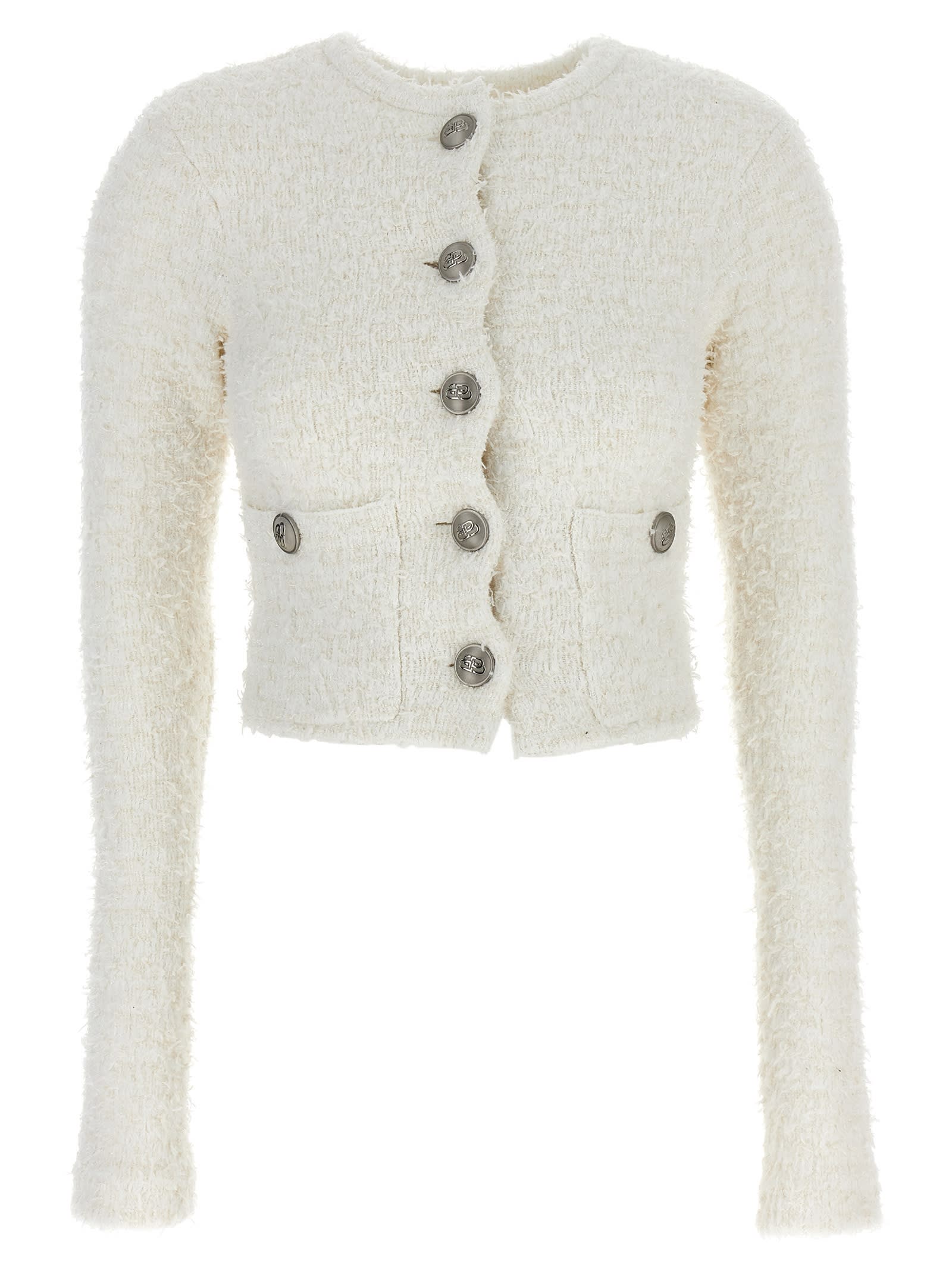 Shop Balenciaga Cropped Cardigan In White