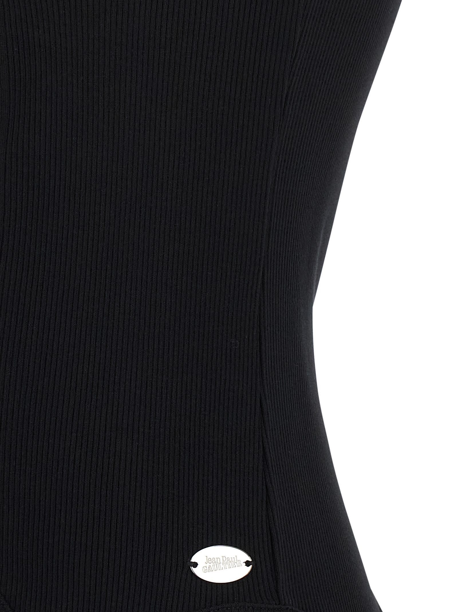 Jean Paul Gaultier Women Ribbed Tank Top With Lingerie Garter In Black
