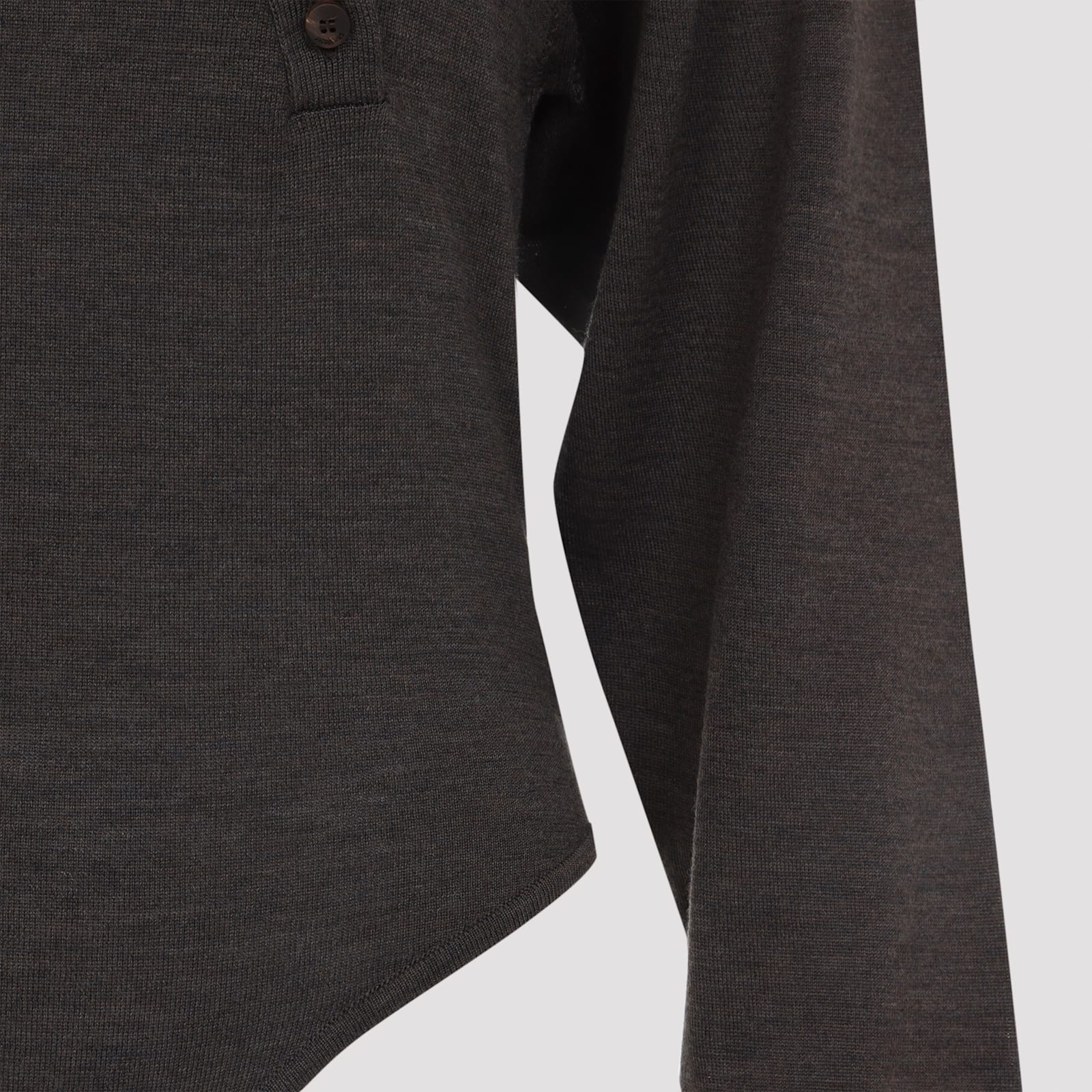 Jacquemus Merino Wool Blend Fitted Bodysuit In Brown