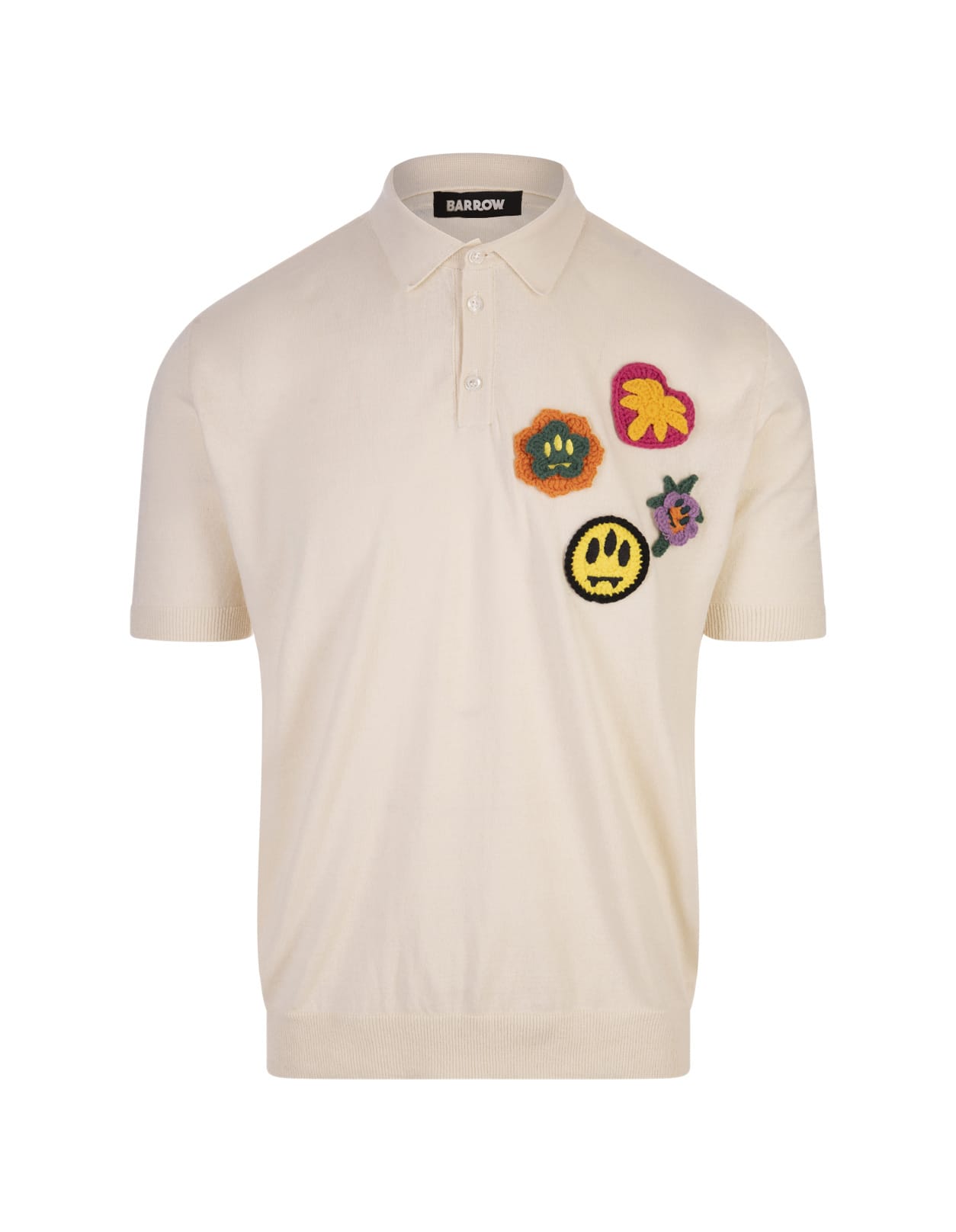 Dove Knitted Polo Shirt With Crochet Applications