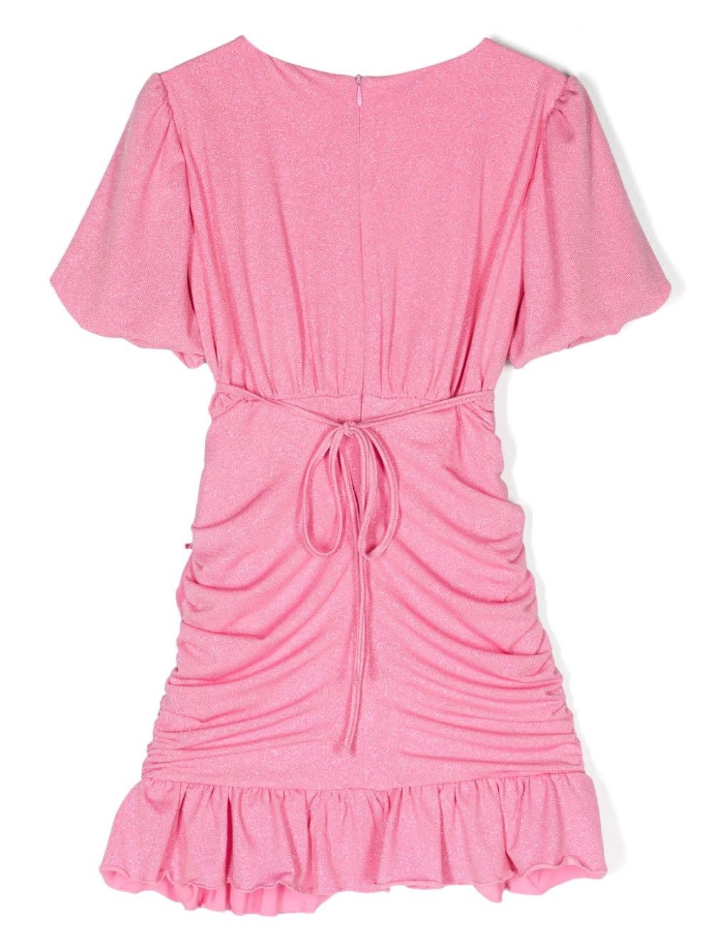 Shop Miss Blumarine Pink Glitter Draped Dress