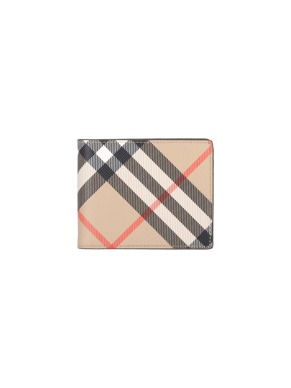 Shop Burberry Check Bifold Wallet In Beige