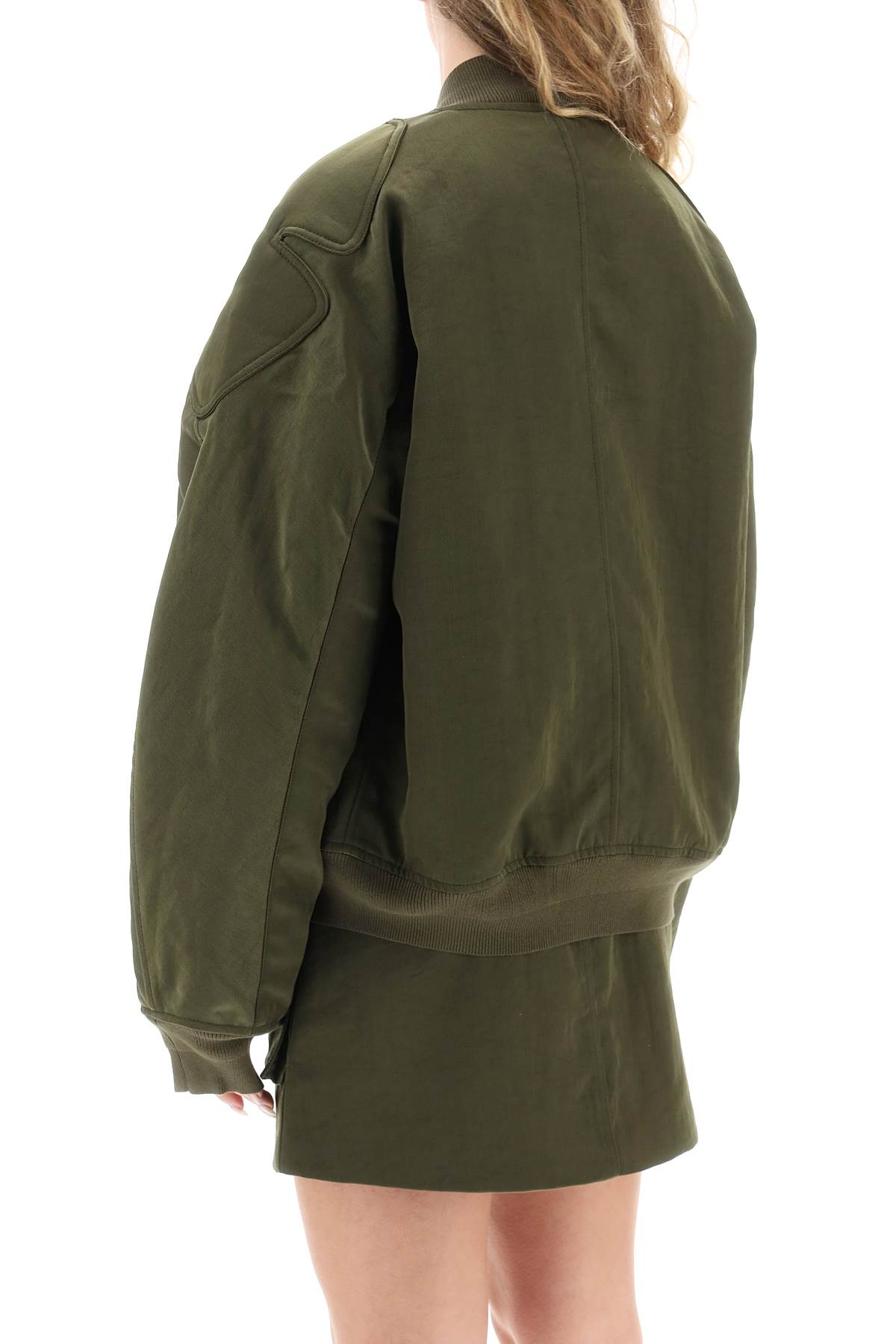 Shop Dion Lee Oversized Technical Nylon Bomber In Military Green (green)