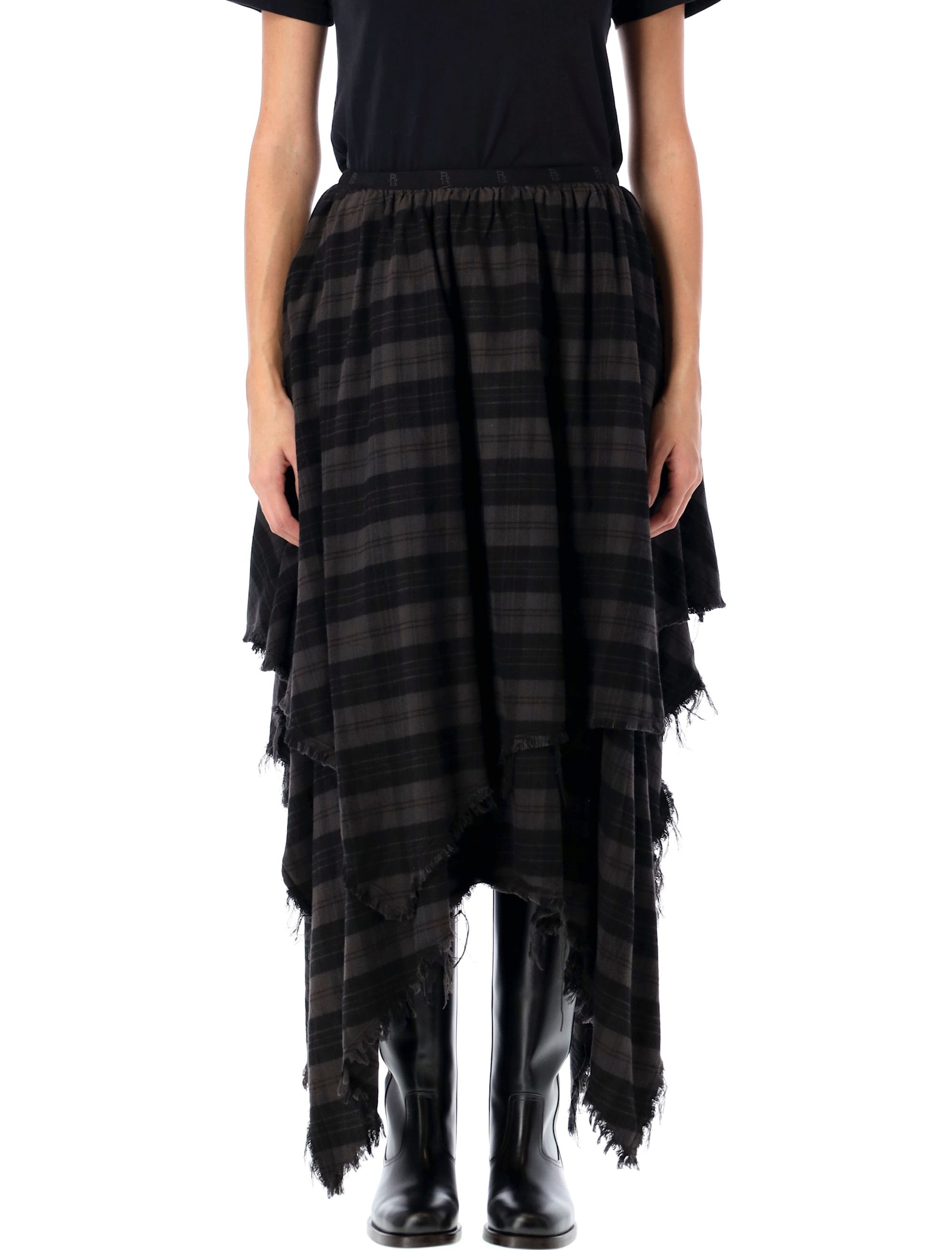 Shop R13 Midi Handkerchief Skirt In Black Plaid