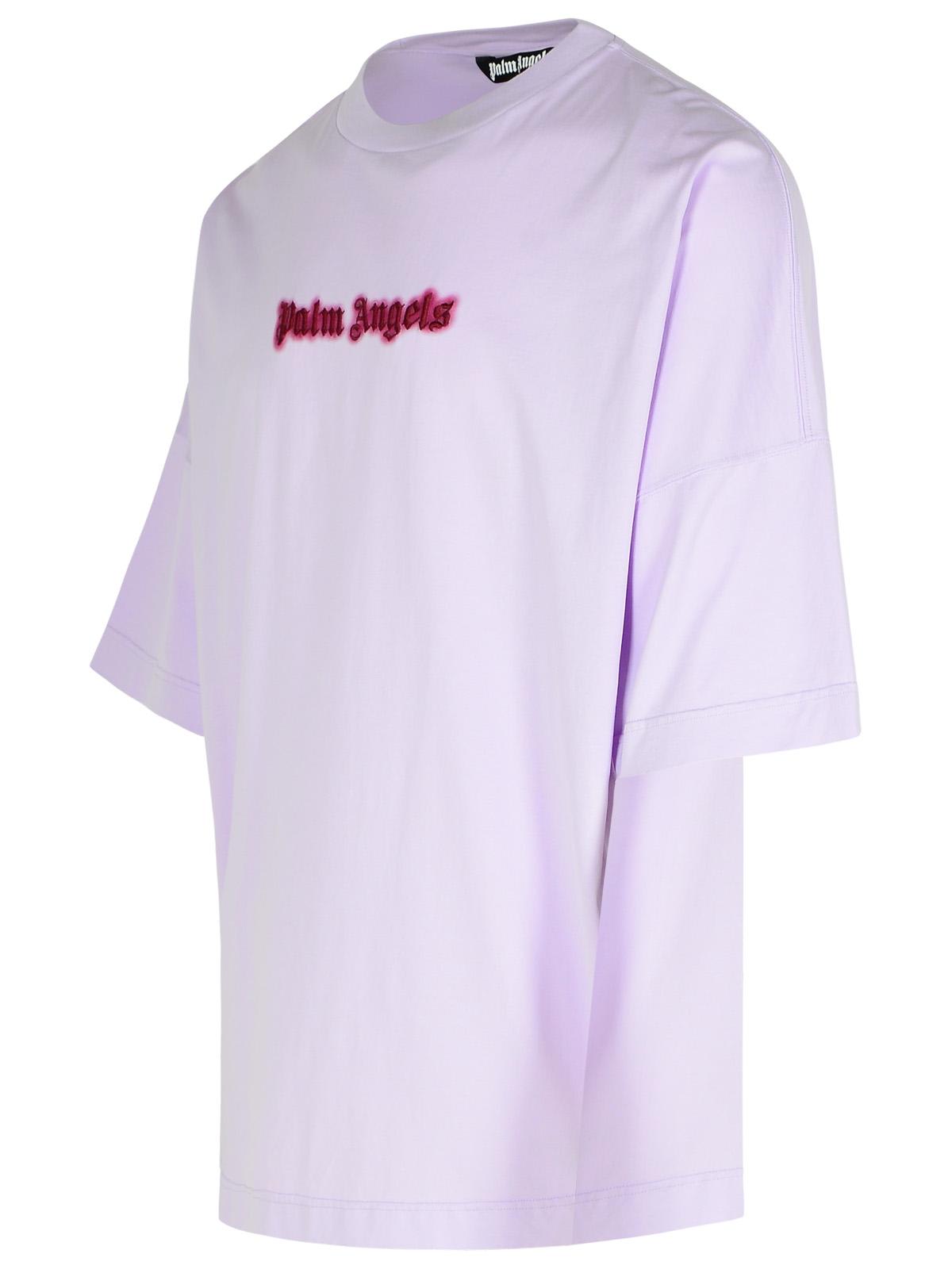 Shop Palm Angels Neon Lilac Cotton T-shirt In Liliac