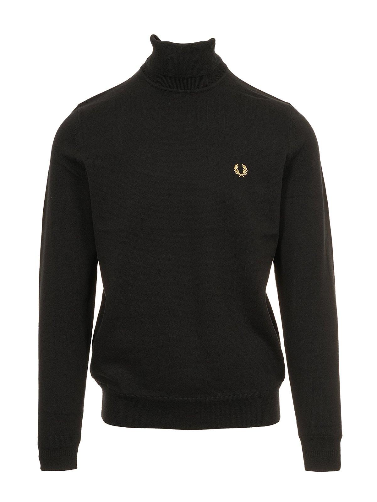Shop Fred Perry Roll Neck Jumper In Black