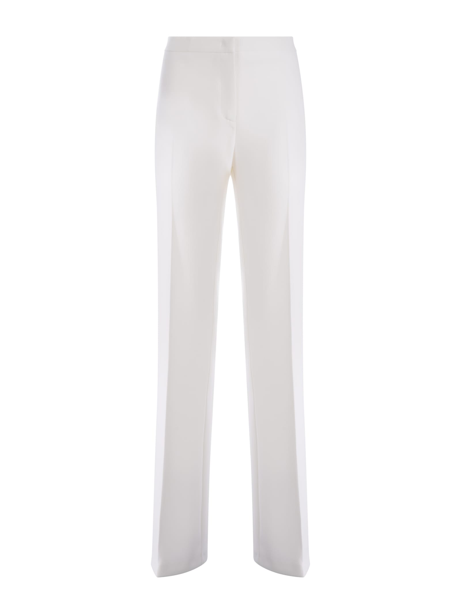 Shop Pinko Trousers  Hulka In Stretch Crêpe In Bianco