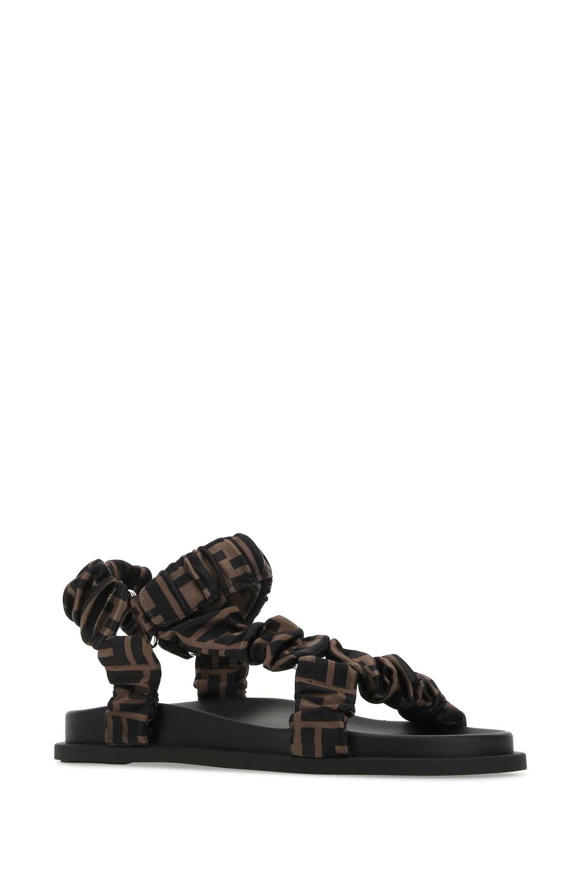 Shop Fendi Printed Satin Feel Sandals In F0r7v