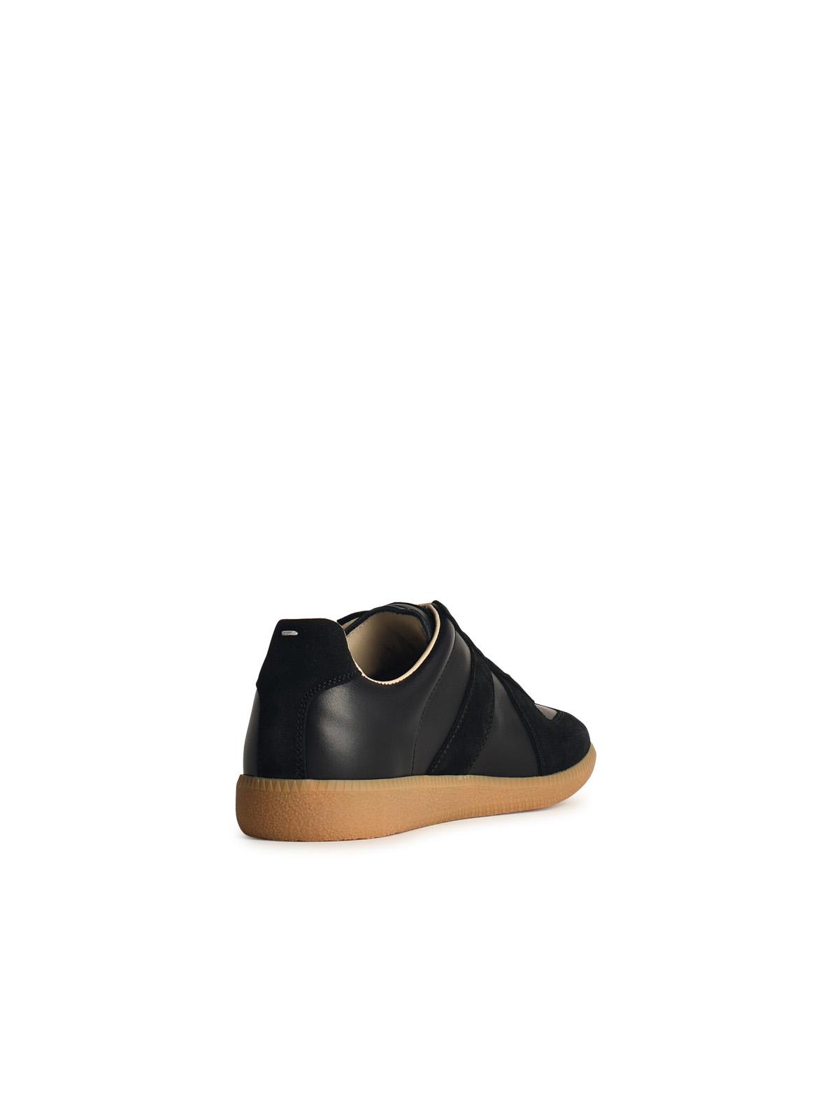 MAISON MARGIELA REPLICA BLACK LEATHER SNEAKERS 