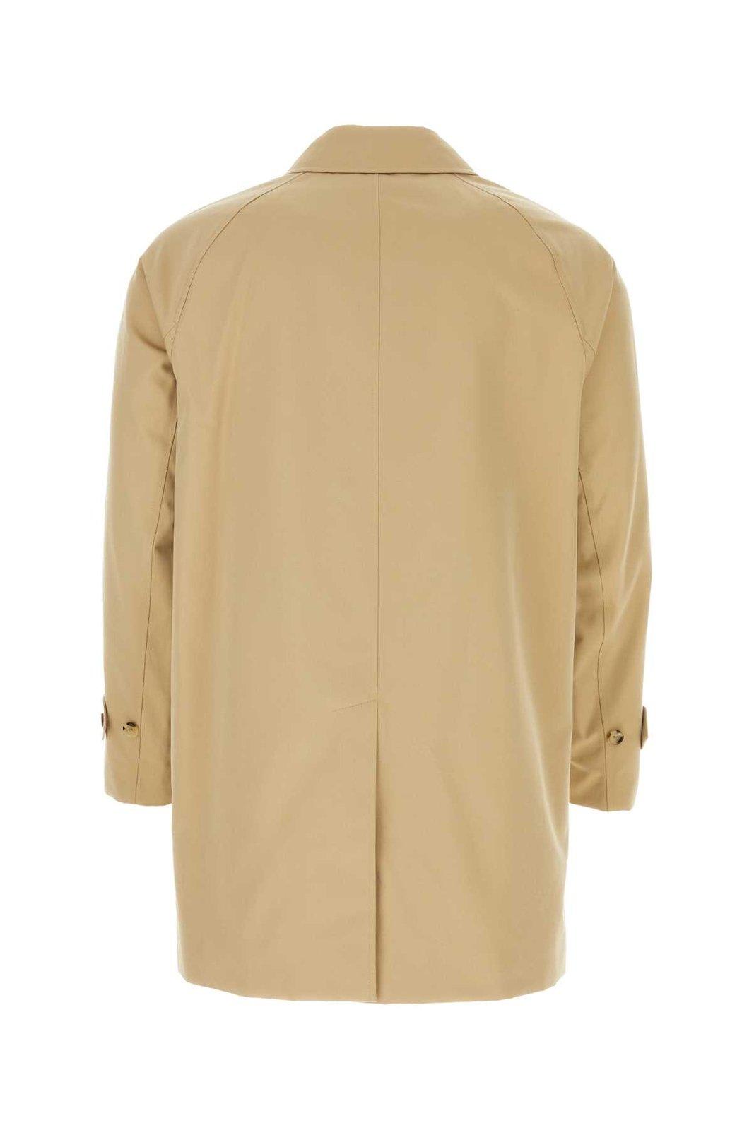 Shop Burberry Long Sleeved Trench Coat In Honey