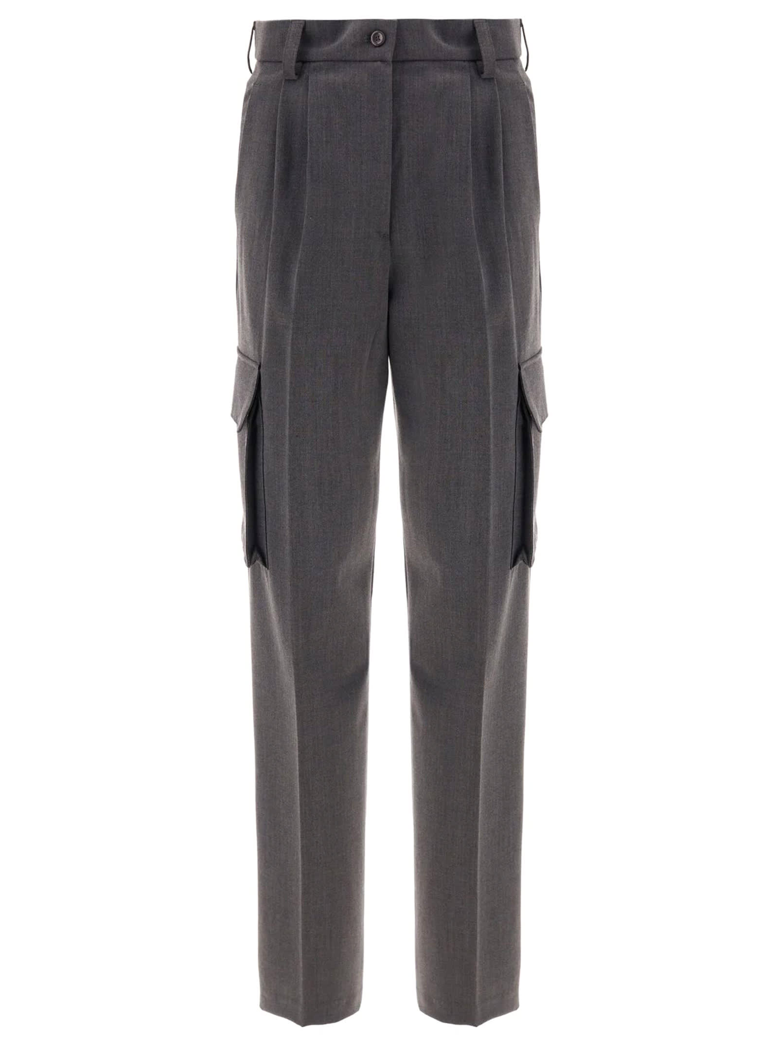 Shop Herno Cargo Trousers In Soft Wool In Grey