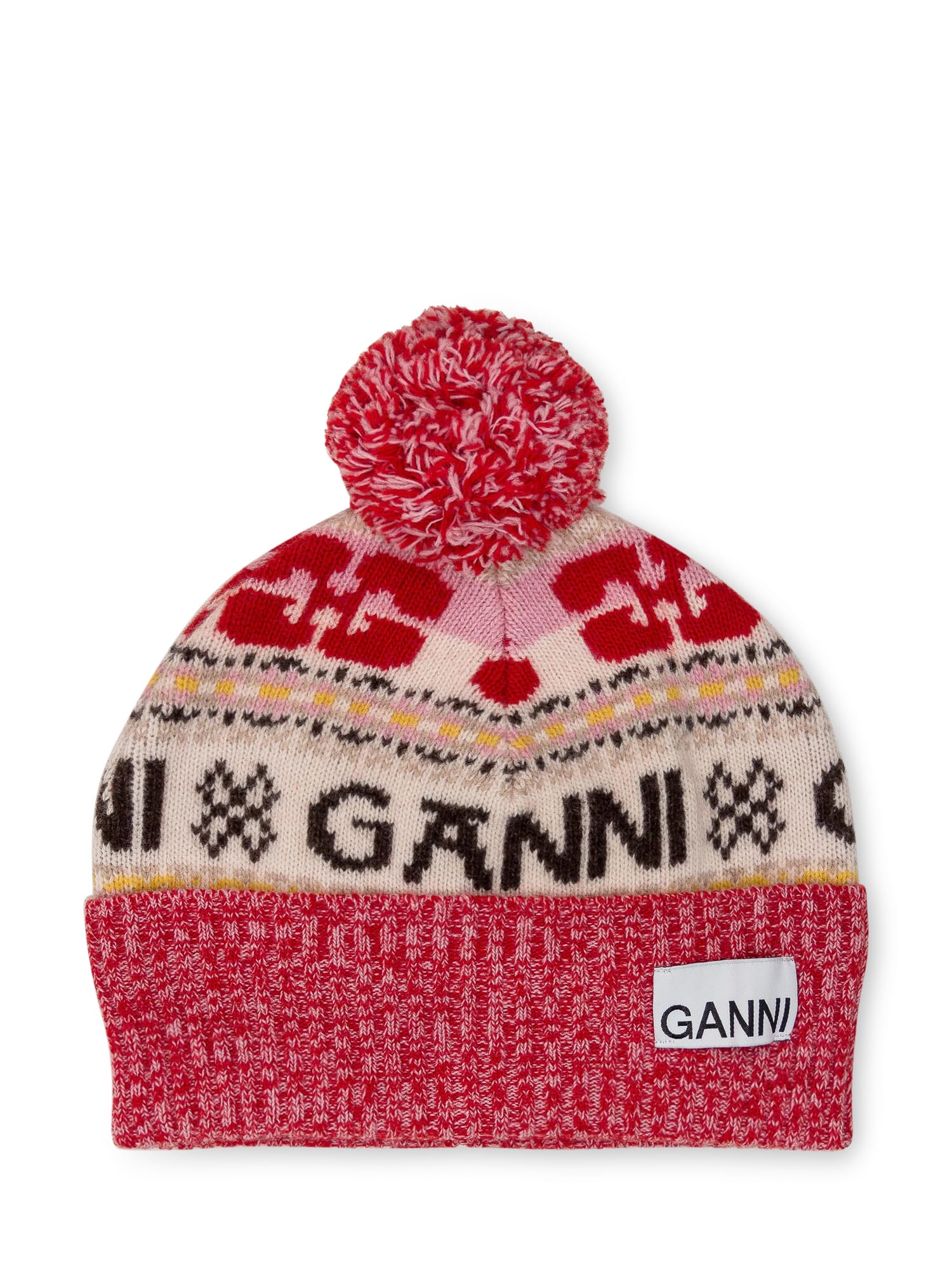 Beige Ribbed Beanie by GANNI on Sale