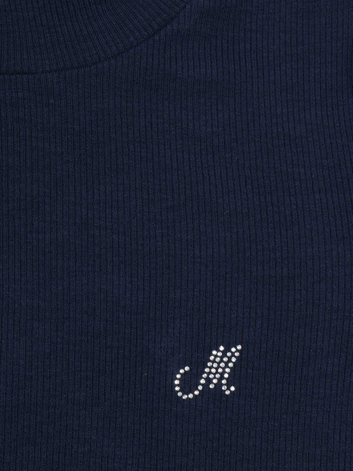 Monnalisa Ribbed High Neck Sweater In Blue